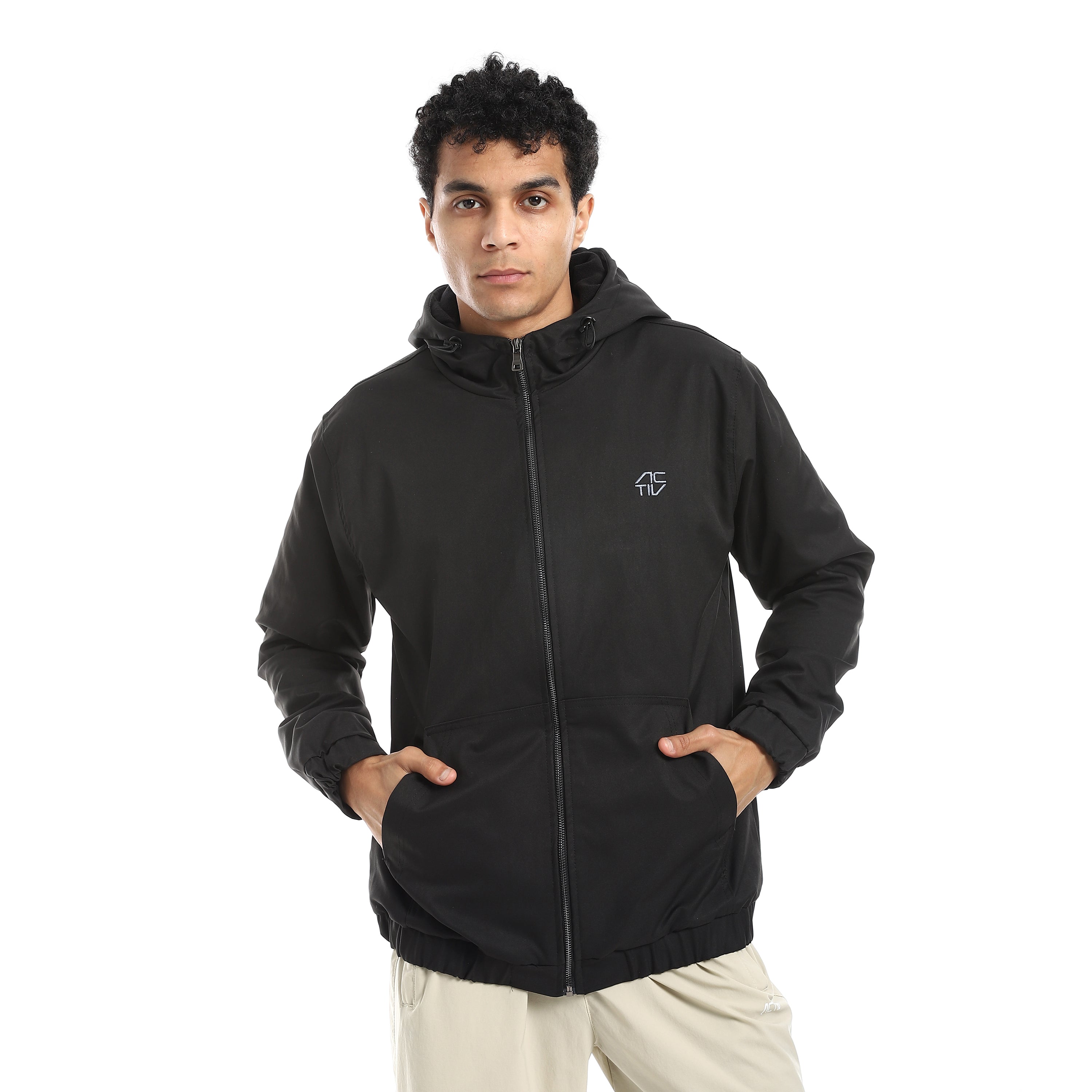 ACTIV HOODIE GABARDINE JACKET - BLACK