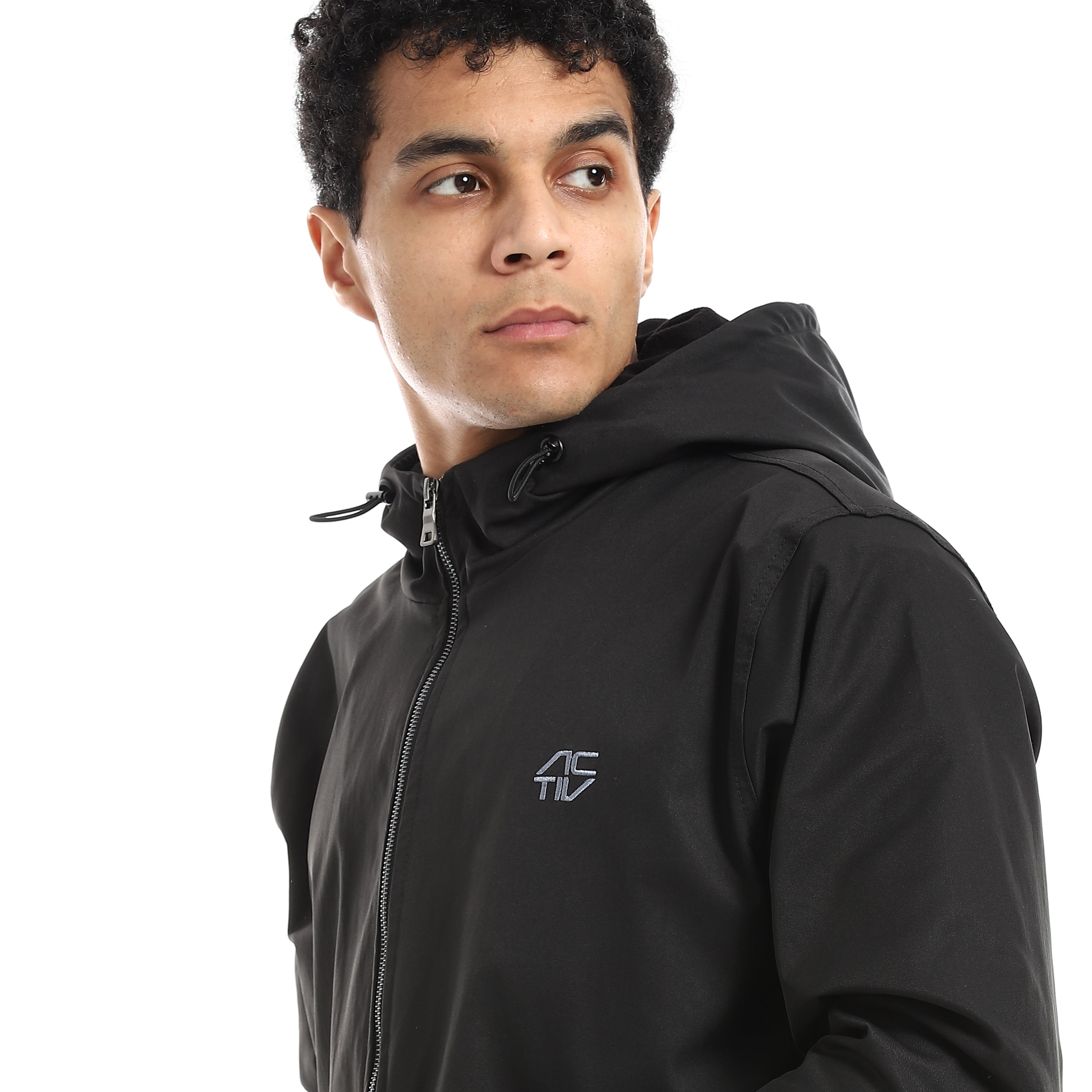 ACTIV HOODIE GABARDINE JACKET - BLACK