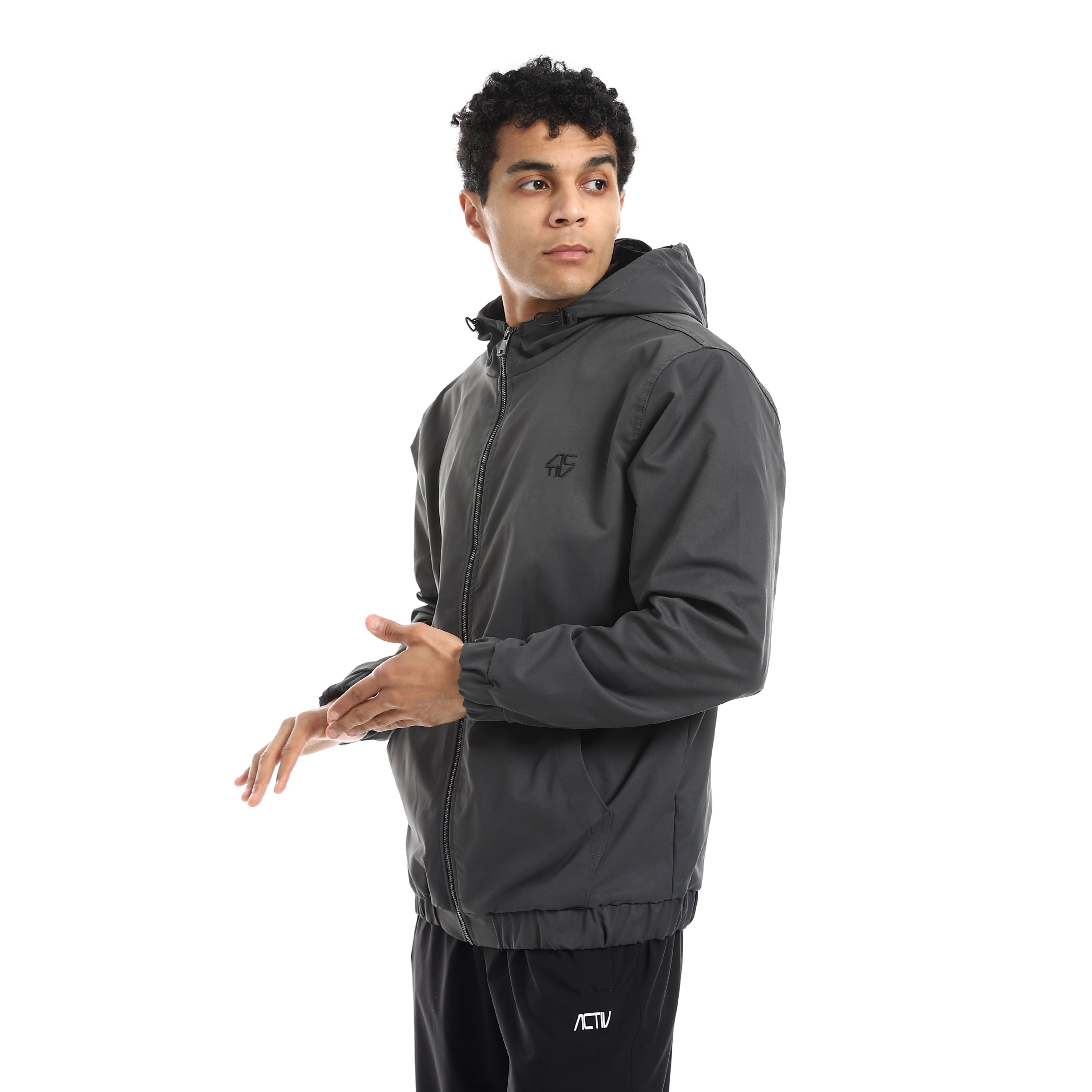ACTIV HOODIE GABARDINE JACKET - GREY