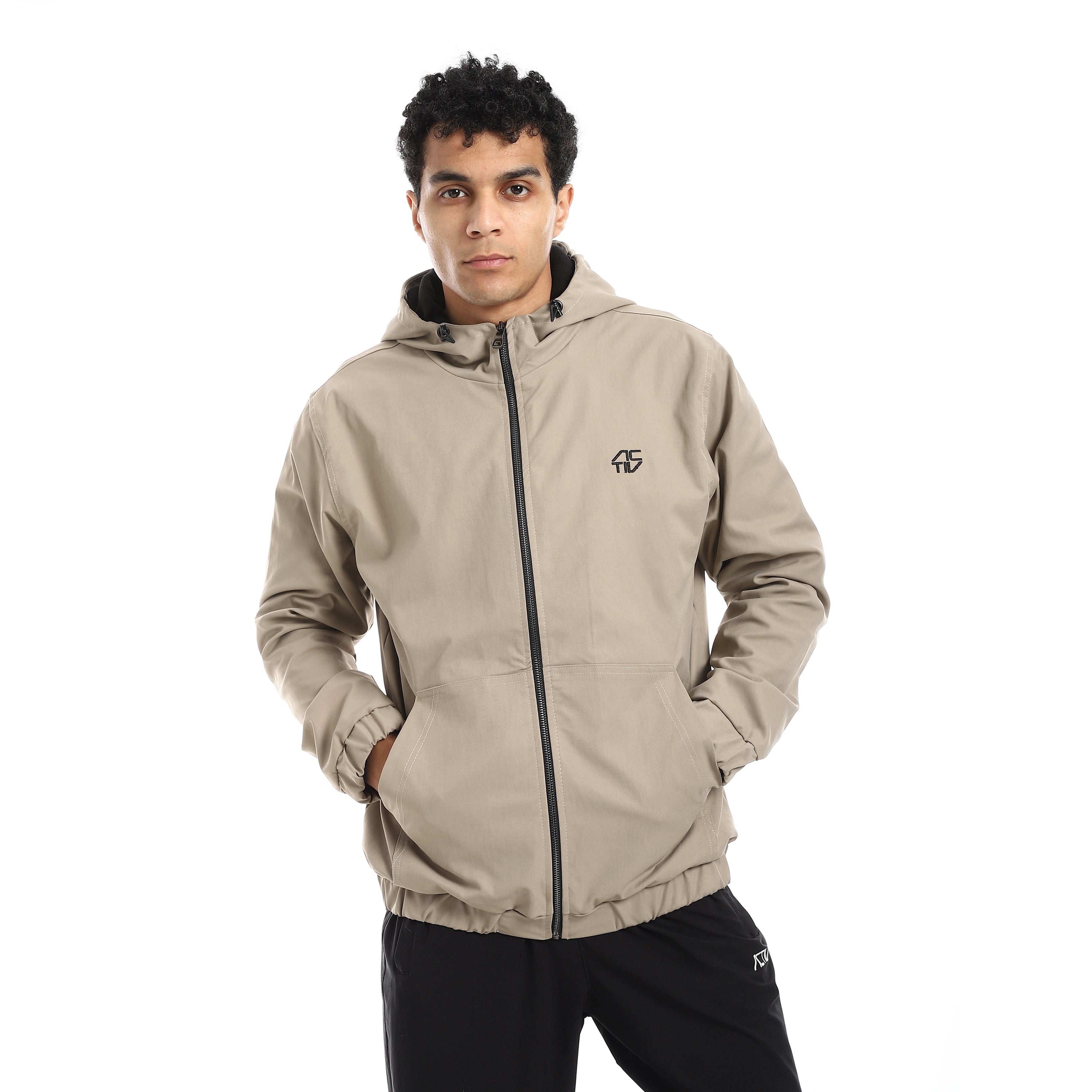 ACTIV HOODIE GABARDINE JACKET - CAFE