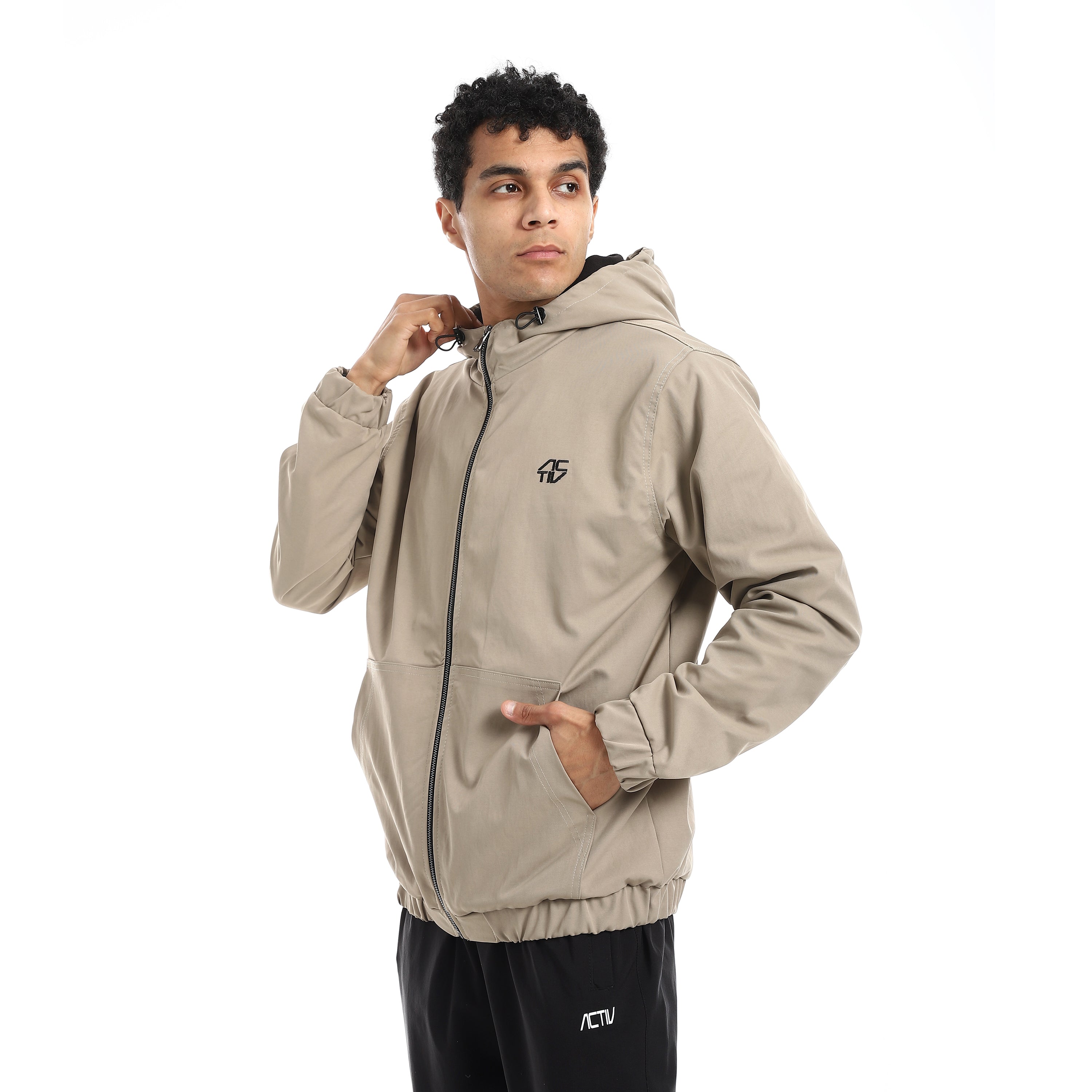 ACTIV HOODIE GABARDINE JACKET - CAFE