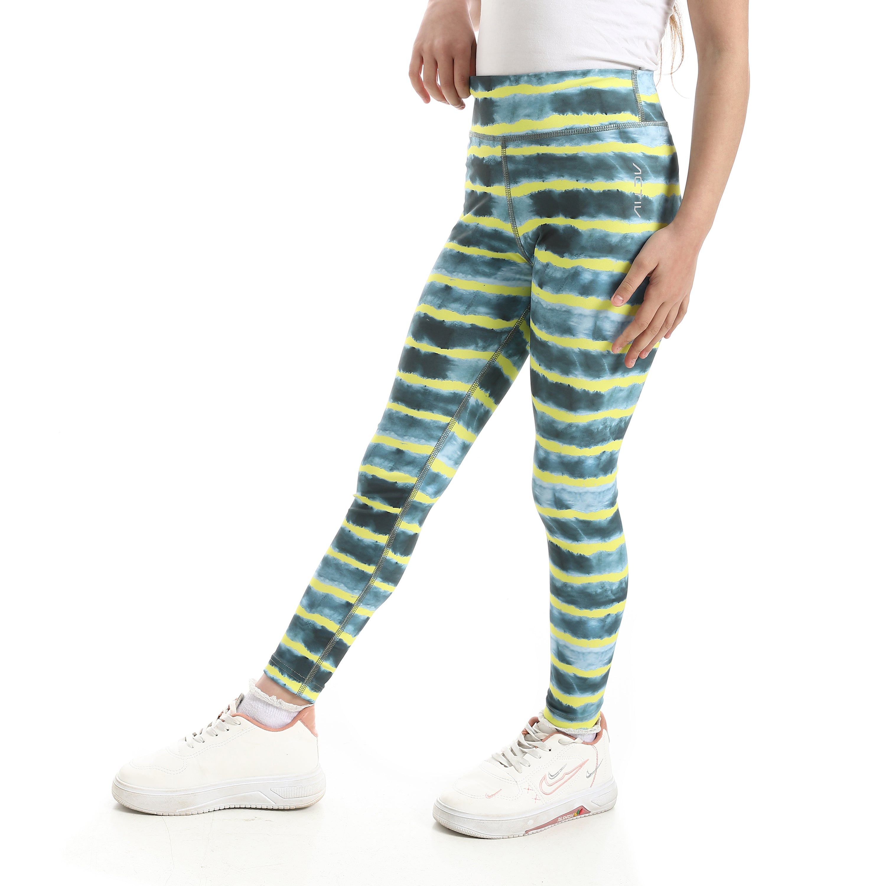 NEON STRIPE FUL PRINT LEGGINGS - MULTICOL