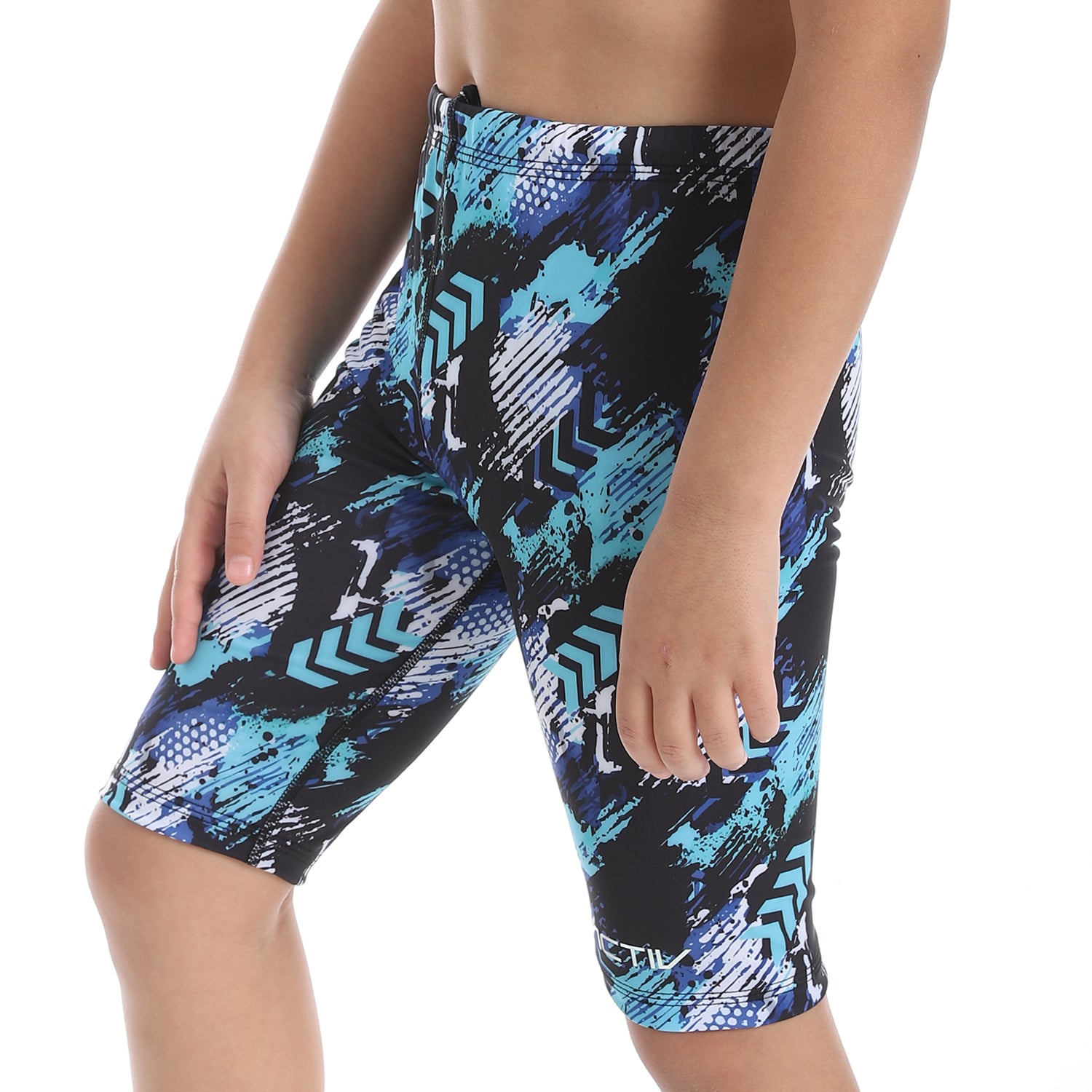 BOYS GRAPHIC LONG SWIM SHORTS - BLACK