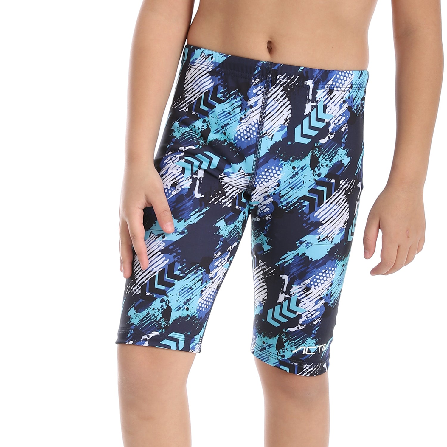 BOYS GRAPHIC LONG SWIM SHORTS - NAVY