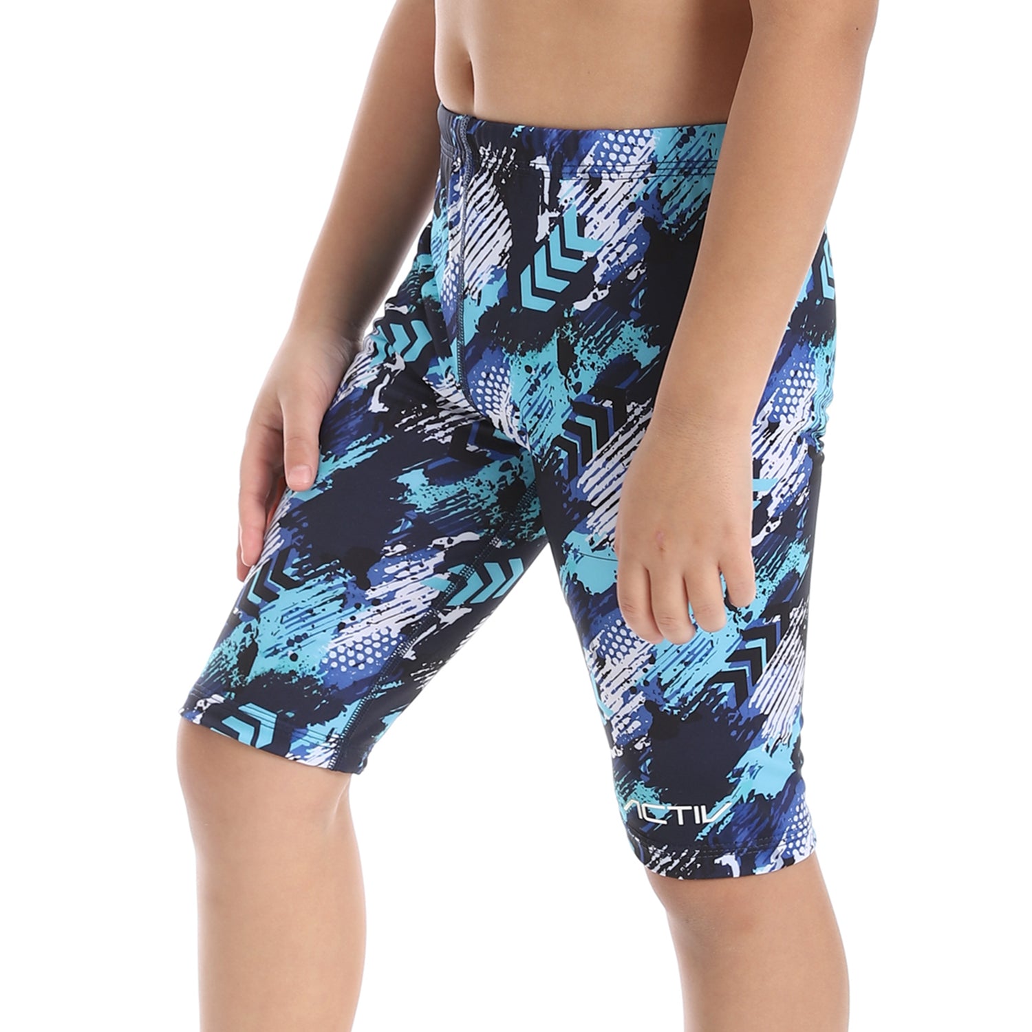 BOYS GRAPHIC LONG SWIM SHORTS - NAVY