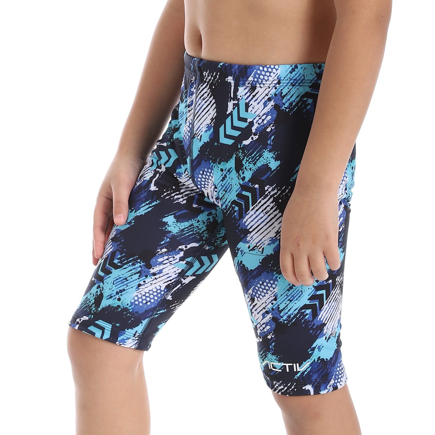 BOYS GRAPHIC LONG SWIM SHORTS - NAVY