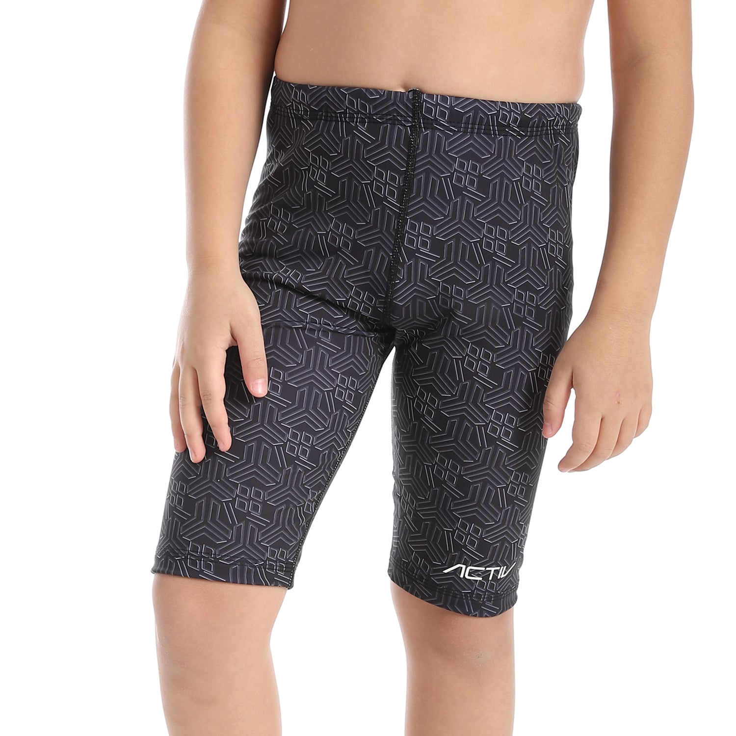 BOYS GRAPHIC LONG SWIM SHORTS - BLACK