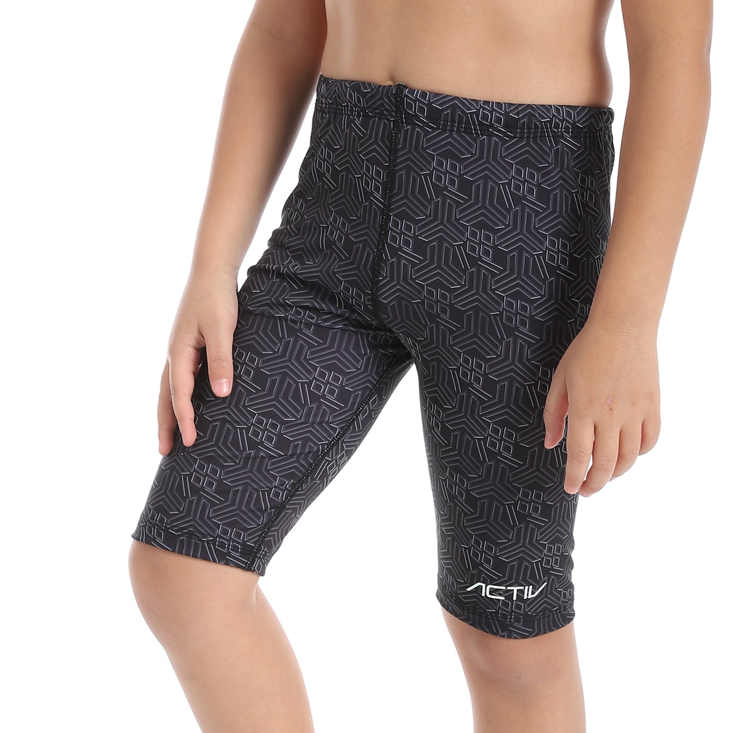 BOYS GRAPHIC LONG SWIM SHORTS - BLACK
