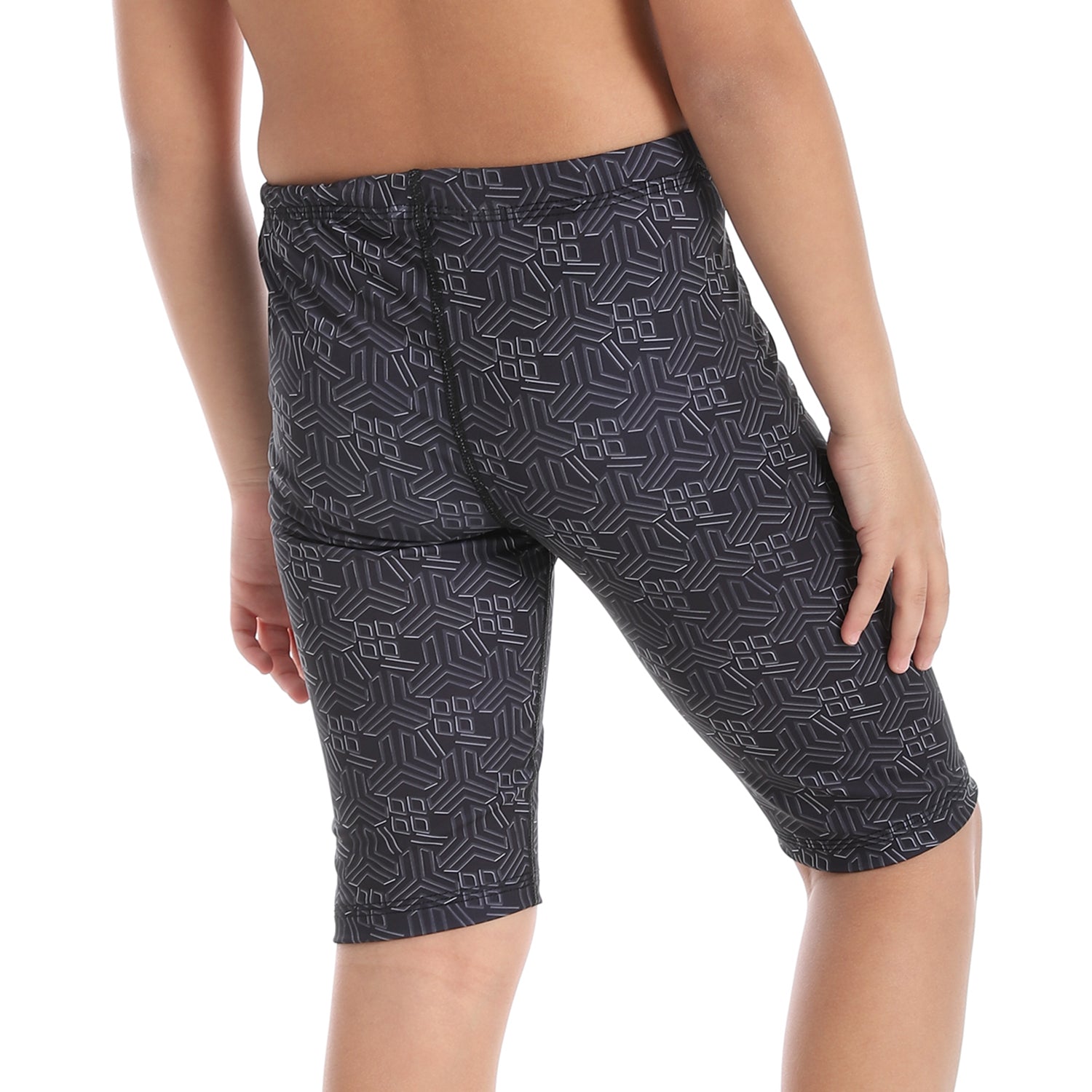 BOYS GRAPHIC LONG SWIM SHORTS - BLACK