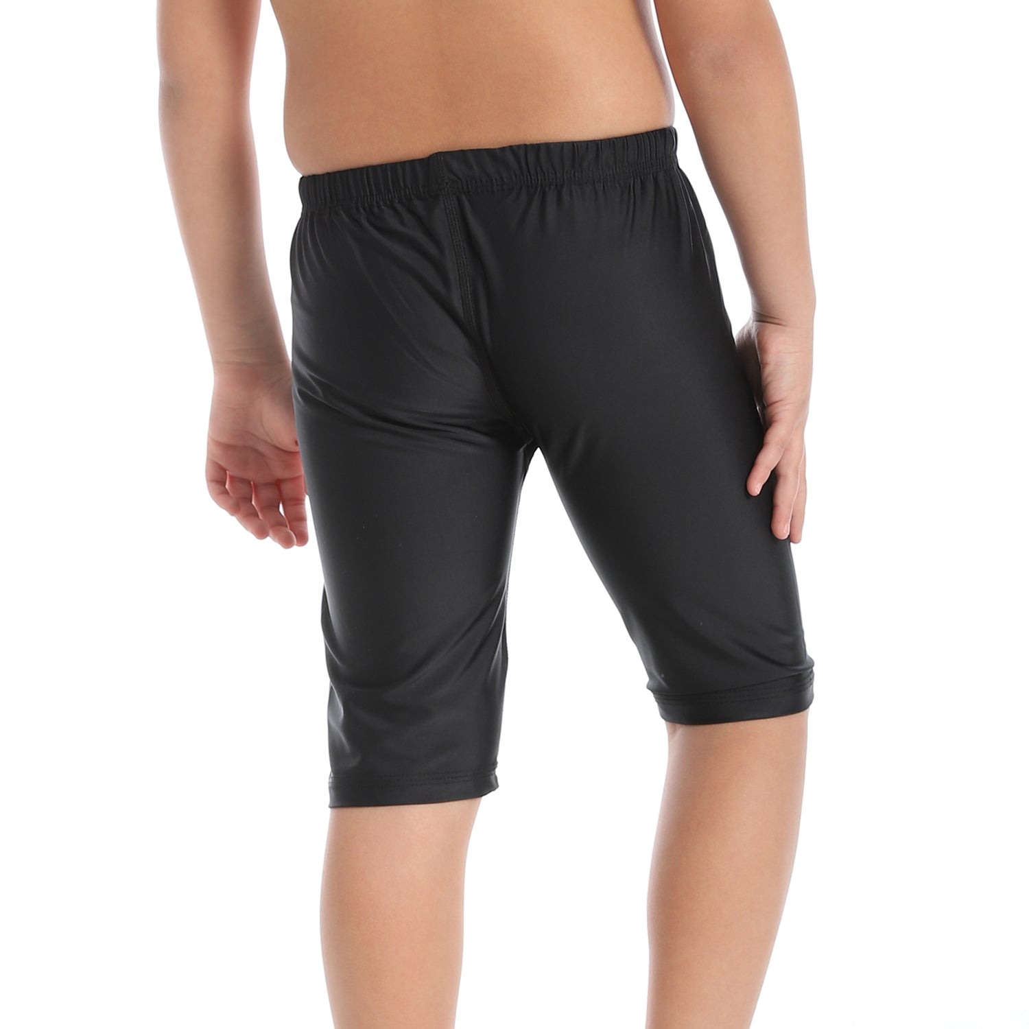 BOYS PLAIN LONG SWIM SHORTS - BLACK