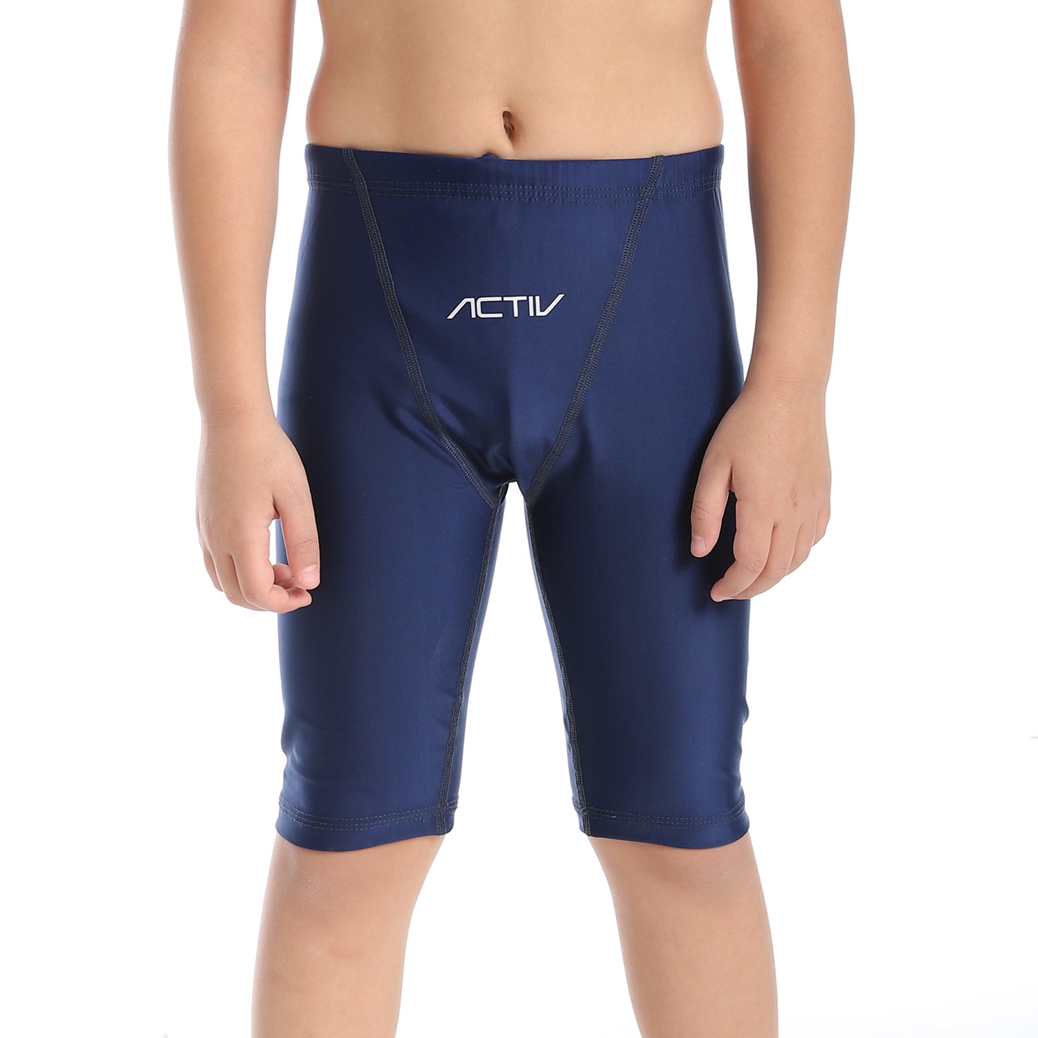 BOYS PLAIN LONG SWIM SHORTS - NAVY