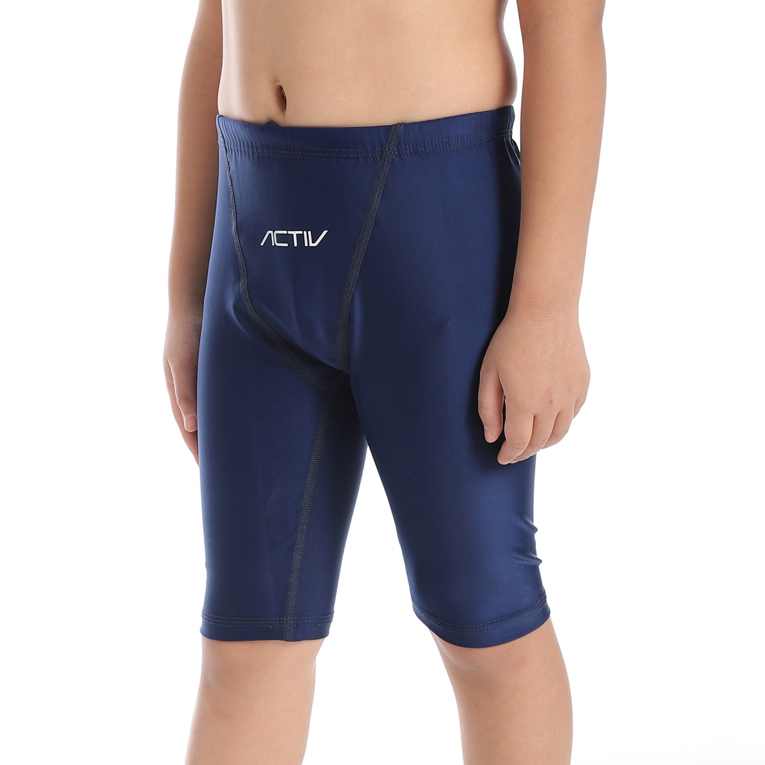 BOYS PLAIN LONG SWIM SHORTS - NAVY