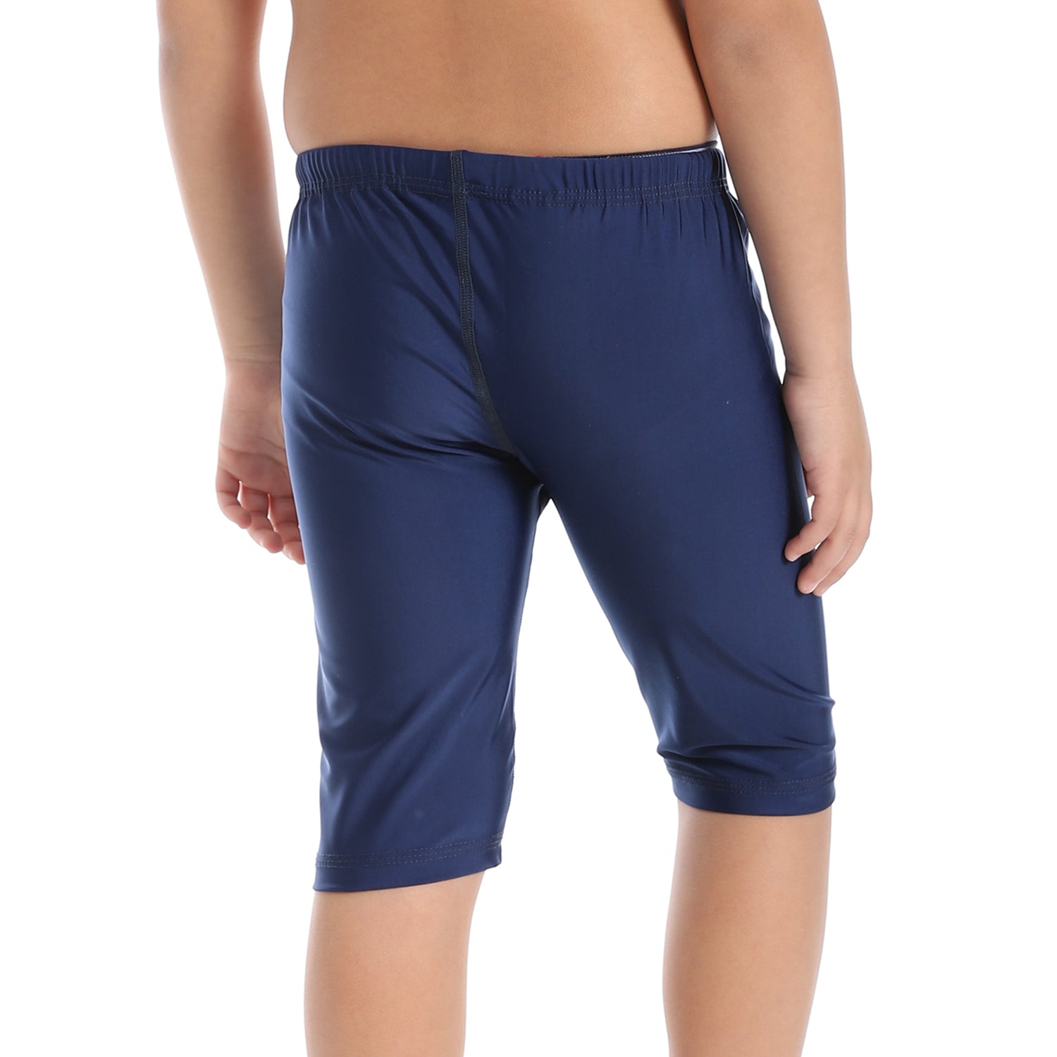 BOYS PLAIN LONG SWIM SHORTS - NAVY