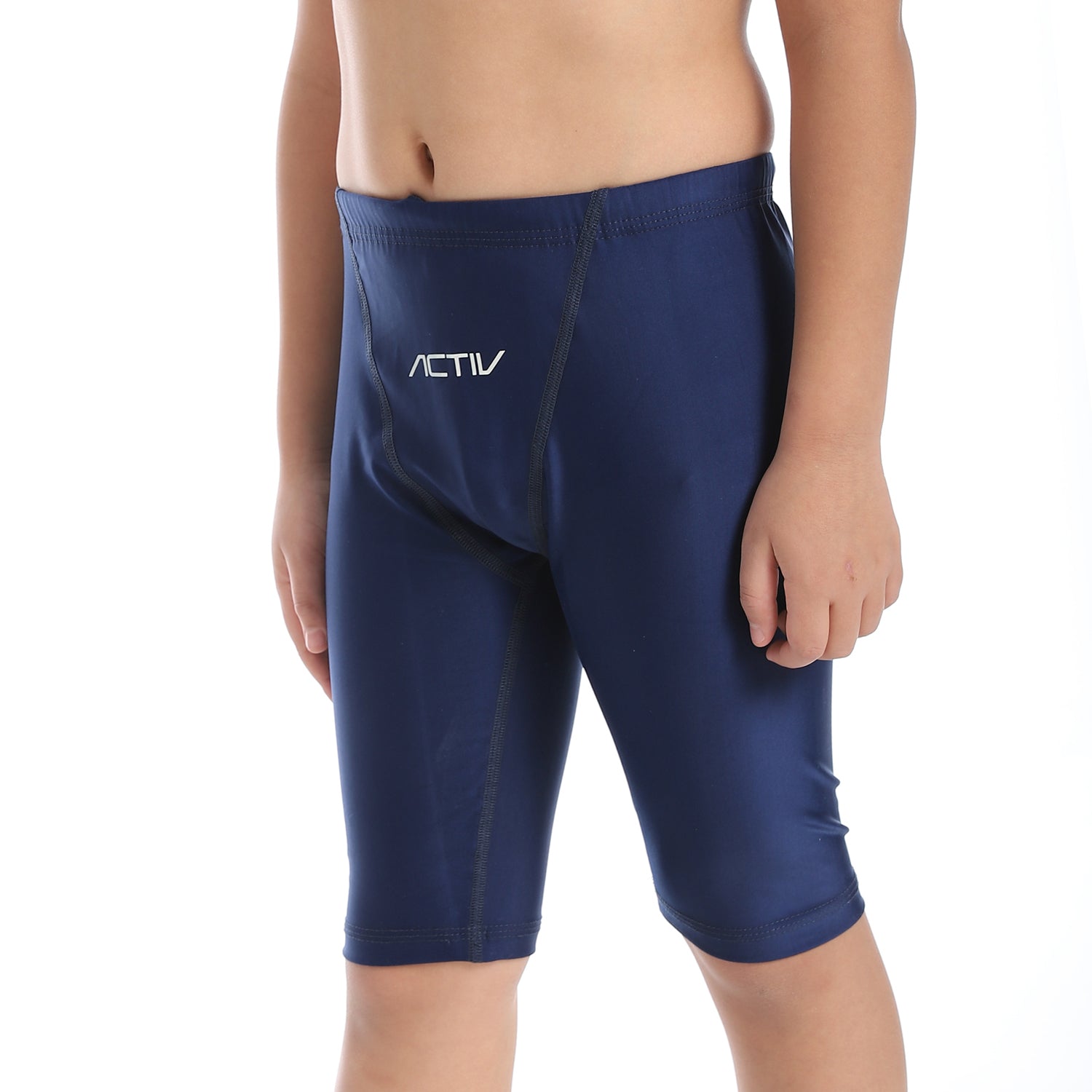 BOYS PLAIN LONG SWIM SHORTS - NAVY