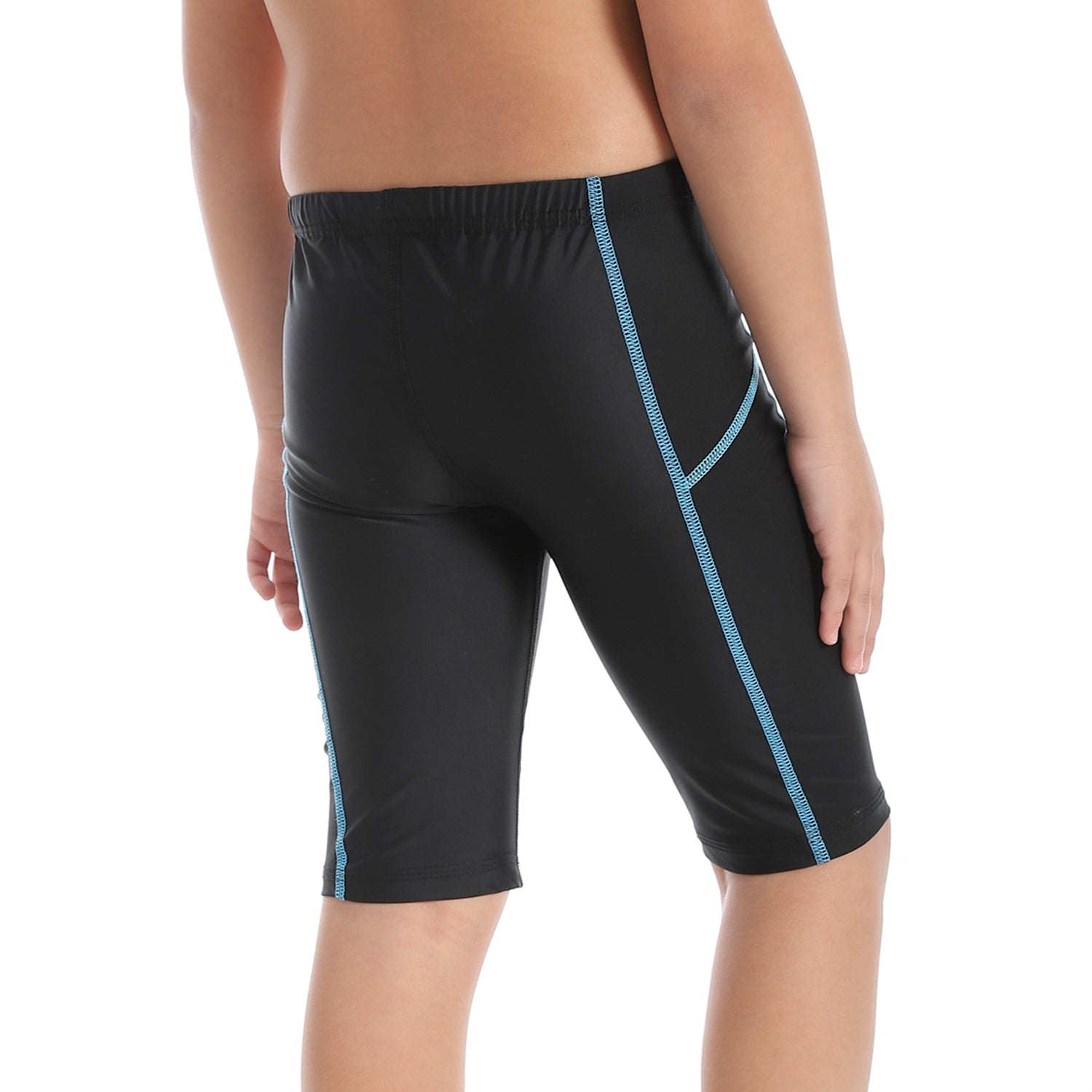 BOYS PLAIN LONG SWIM SHORTS - BLACK