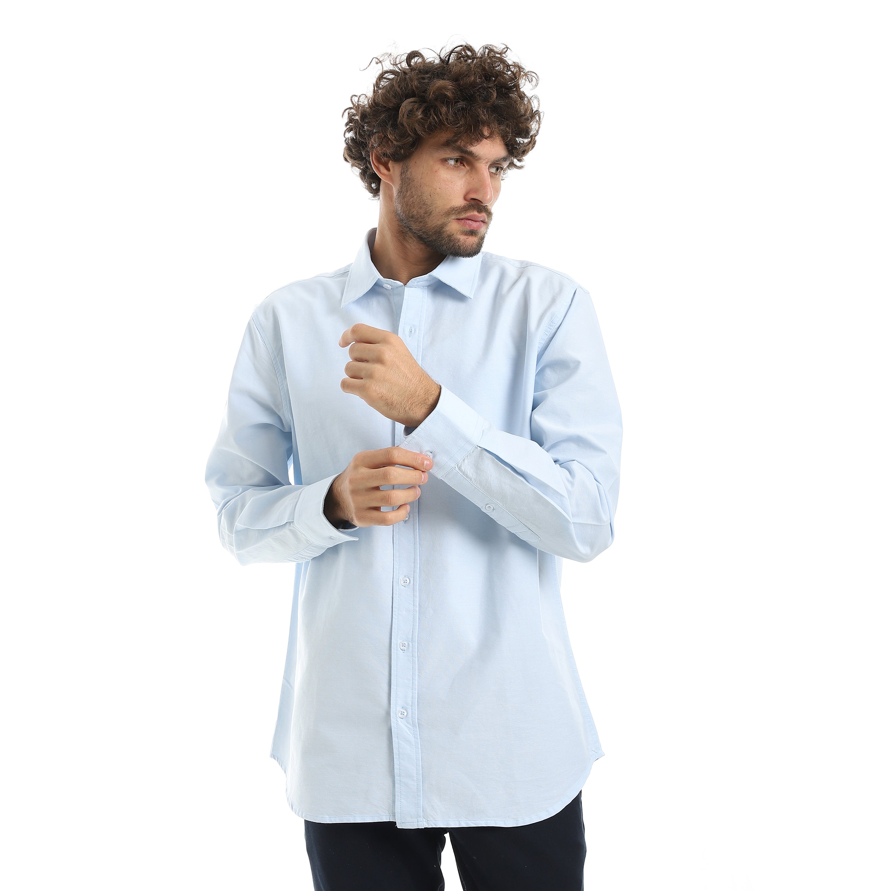 MEN'S L/S PLAIN CLASSIC SHIRT - لبني