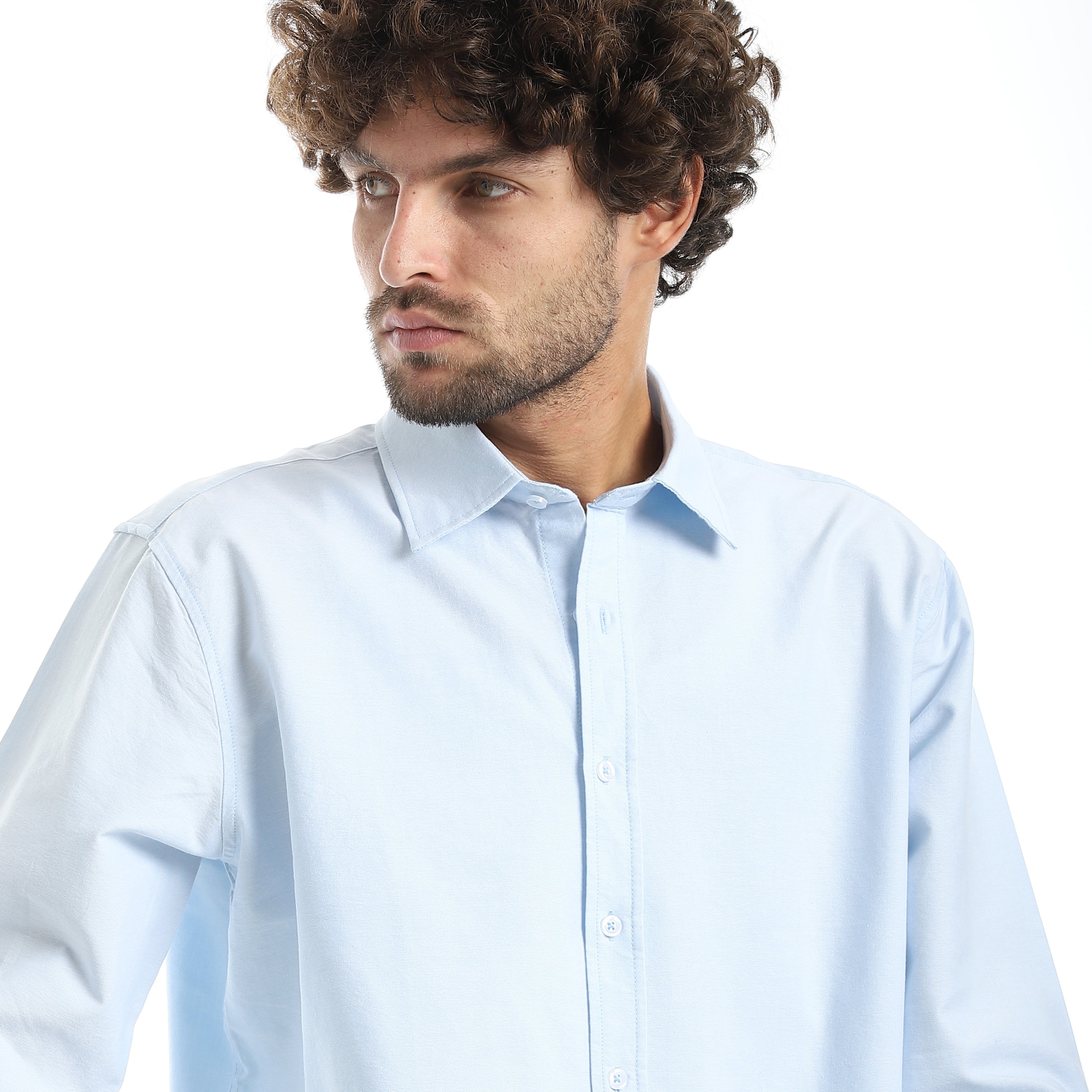 MEN'S L/S PLAIN CLASSIC SHIRT - لبني فاتح
