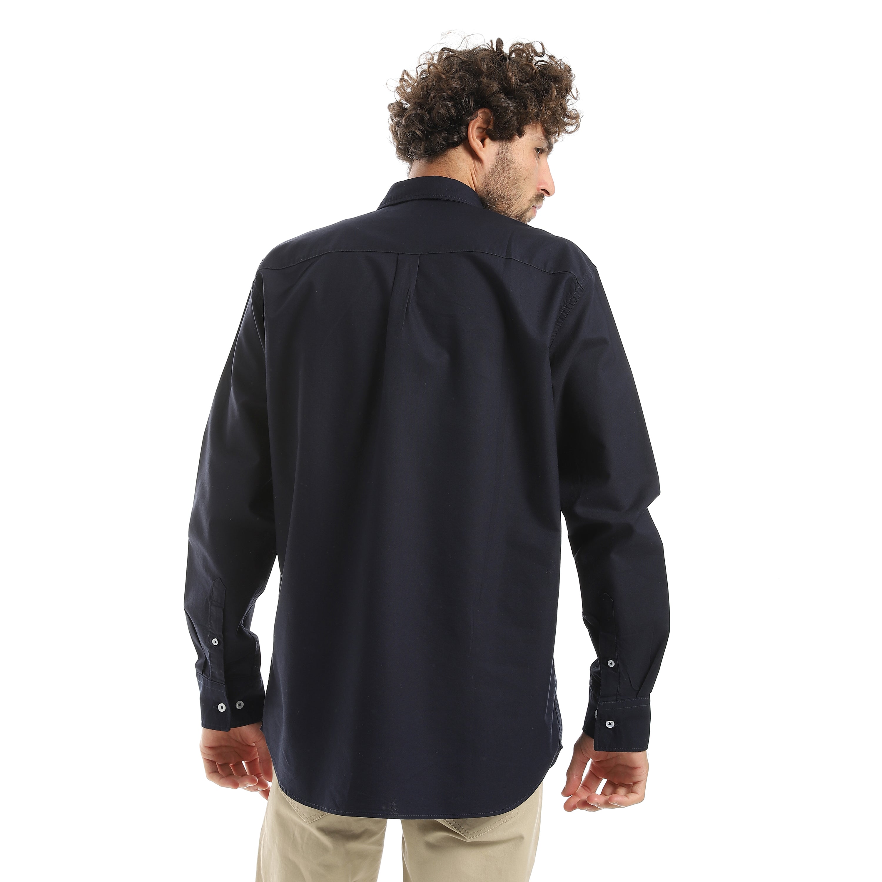 MEN'S L/S PLAIN CLASSIC SHIRT - كحلي