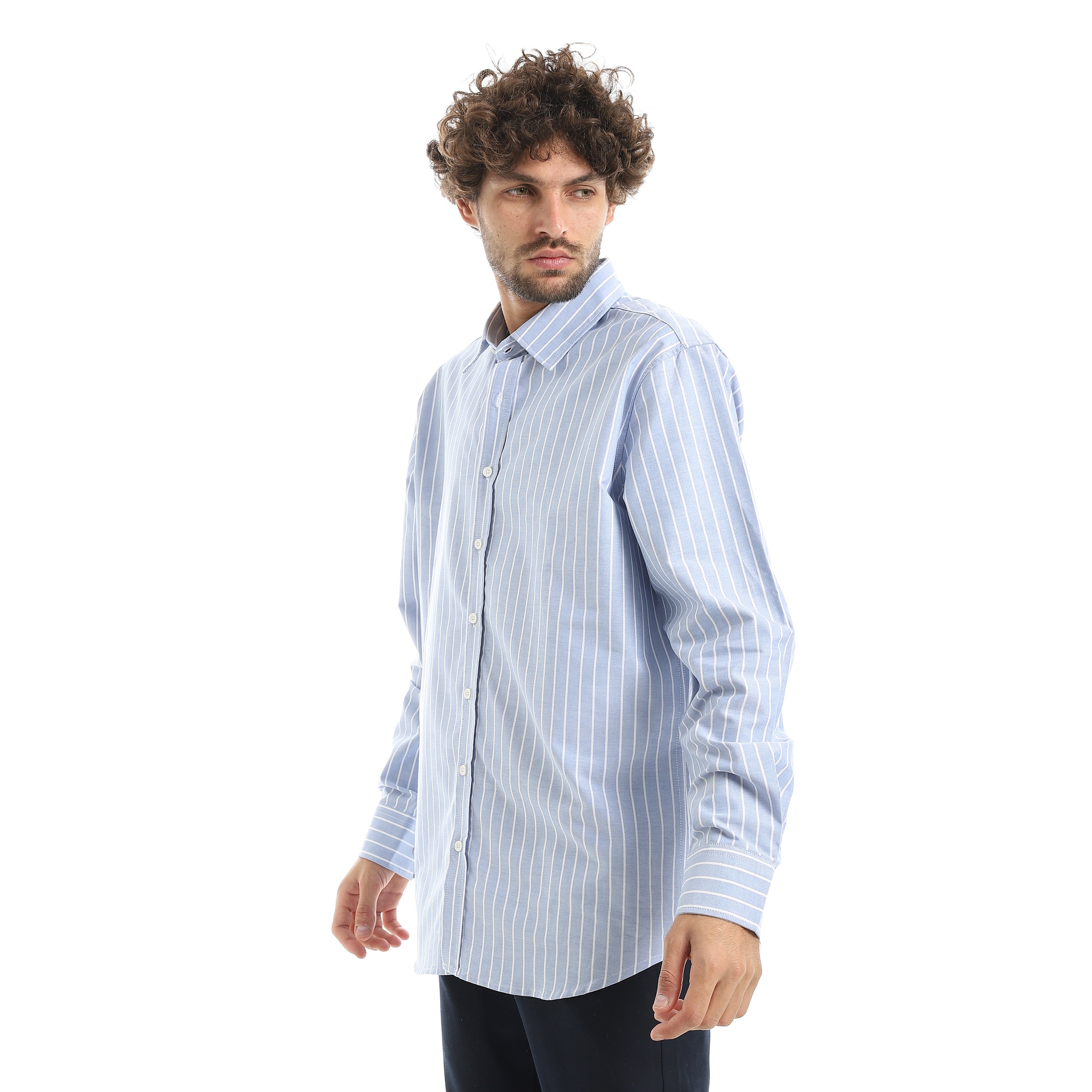 MEN'S L/S THIN STRIPED SHIRT - BLUE