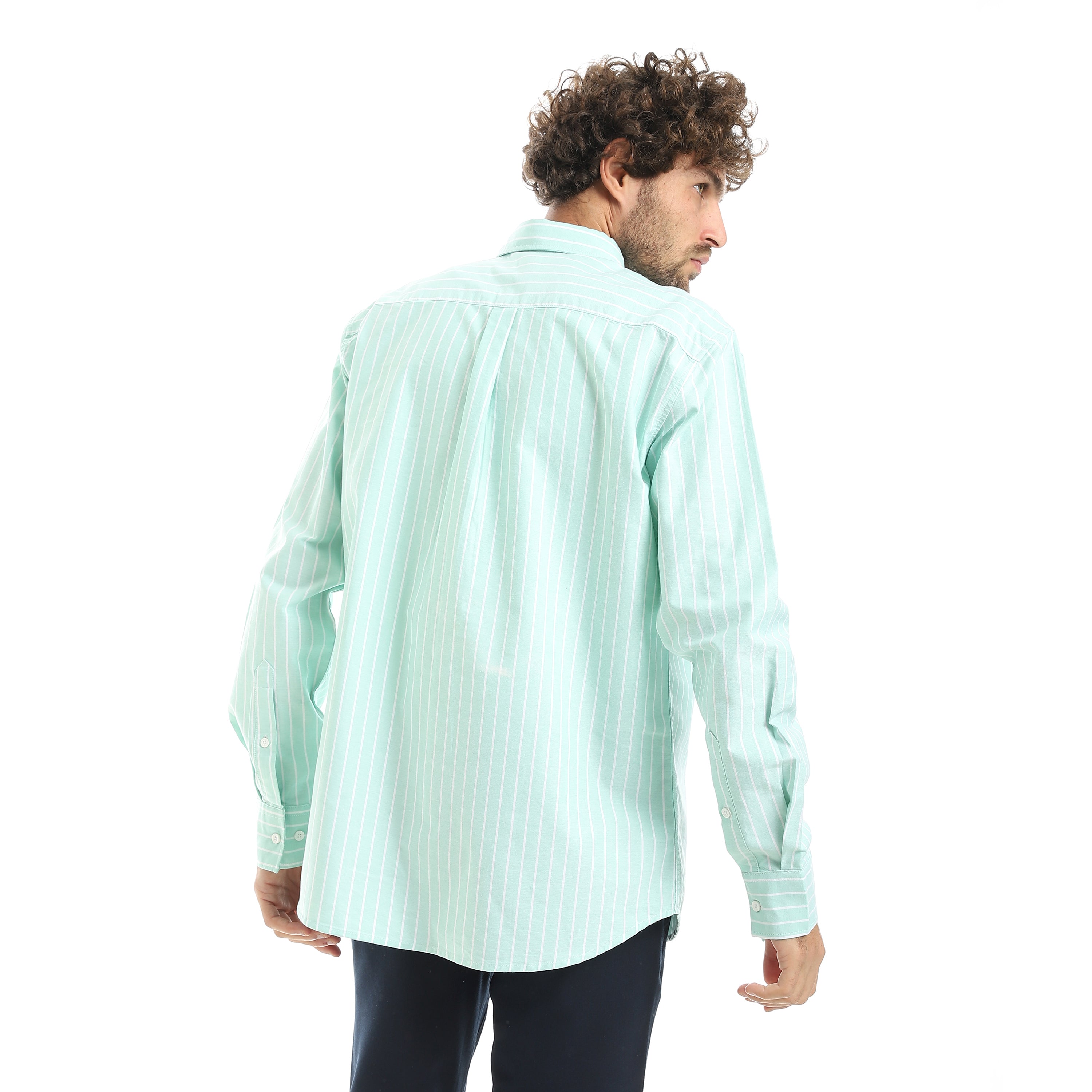 MEN'S L/S THIN STRIPED SHIRT - GREEN