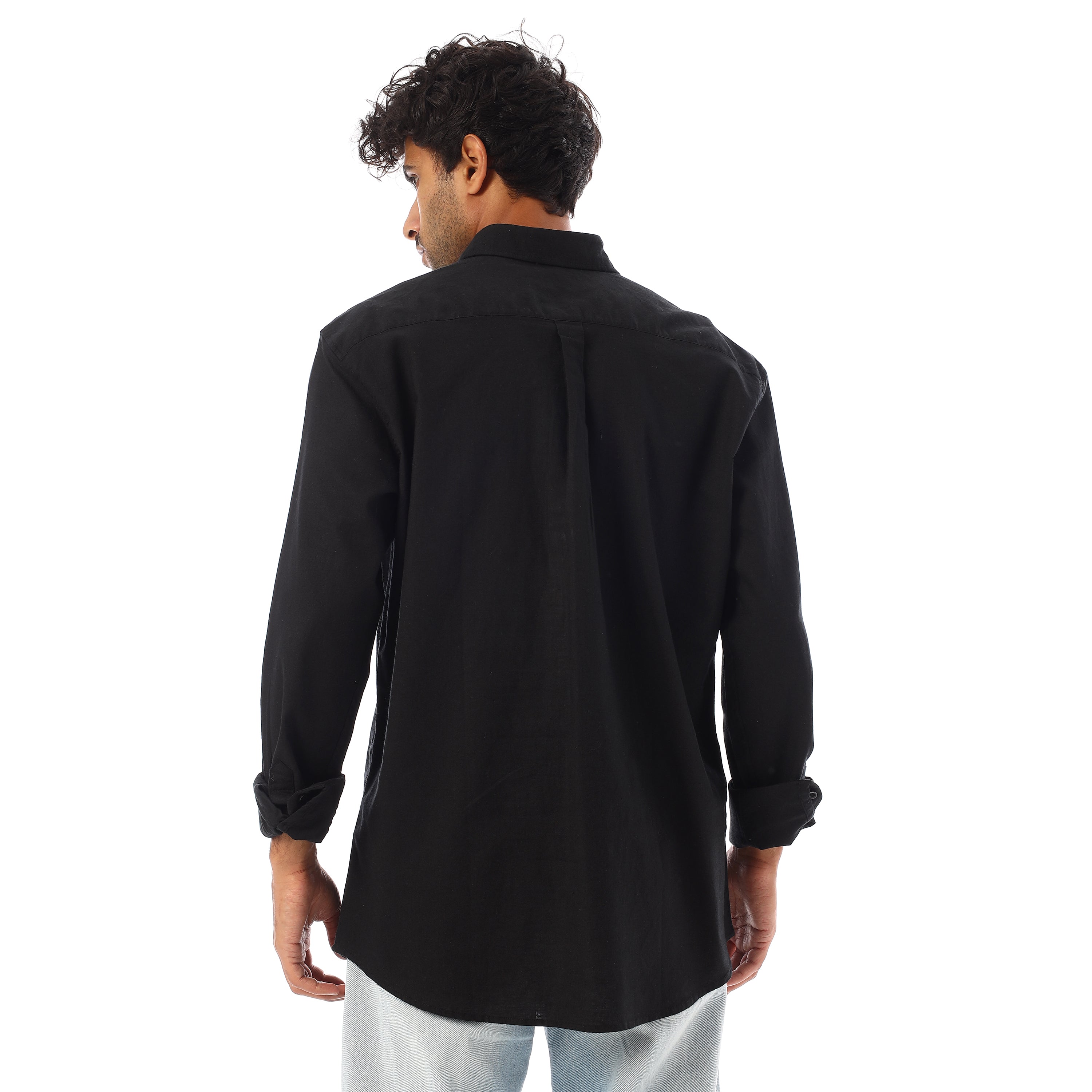 ACTIV PLAIN L/S LINEN SHIRT - BLACK