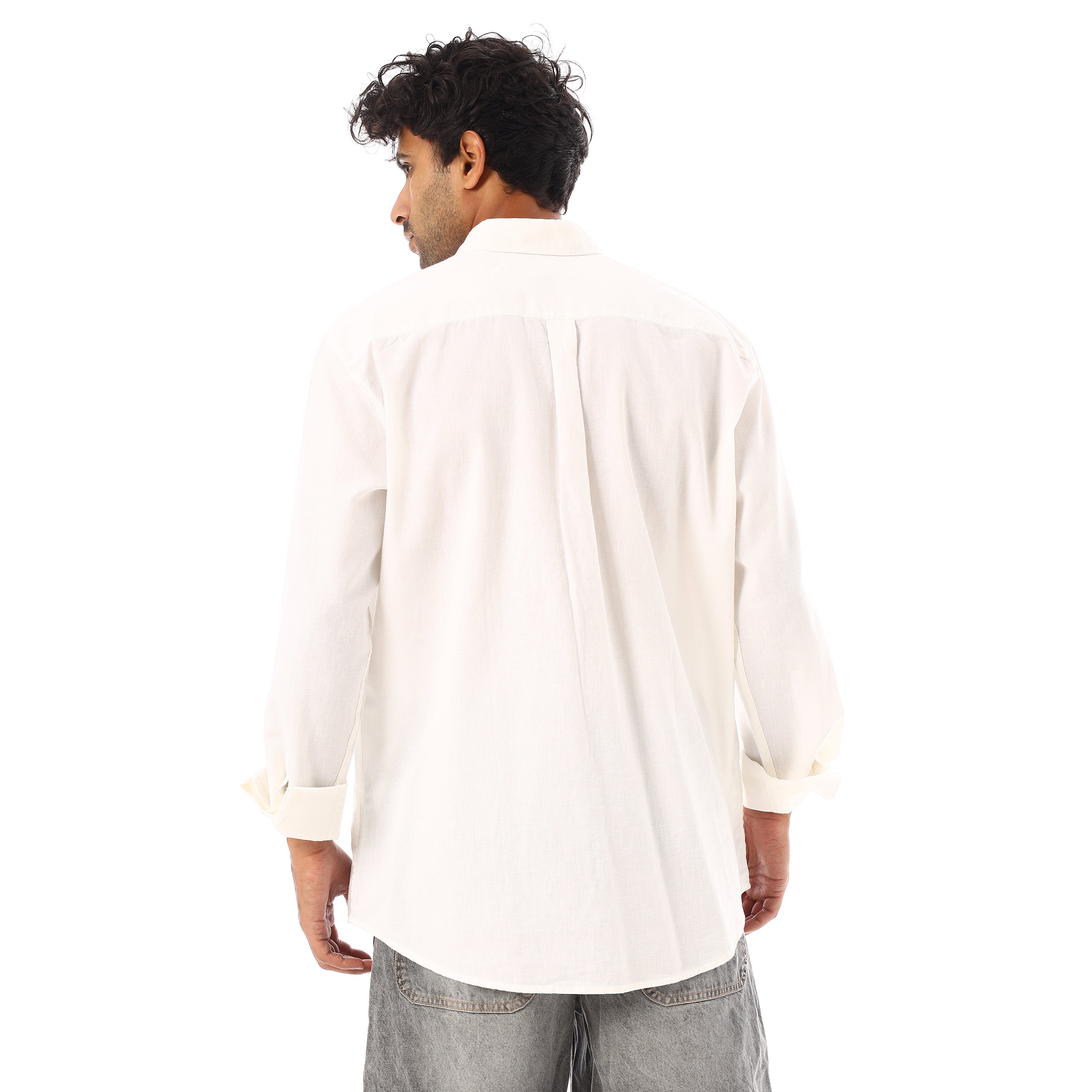 ACTIV PLAIN L/S LINEN SHIRT - OFFWHITE
