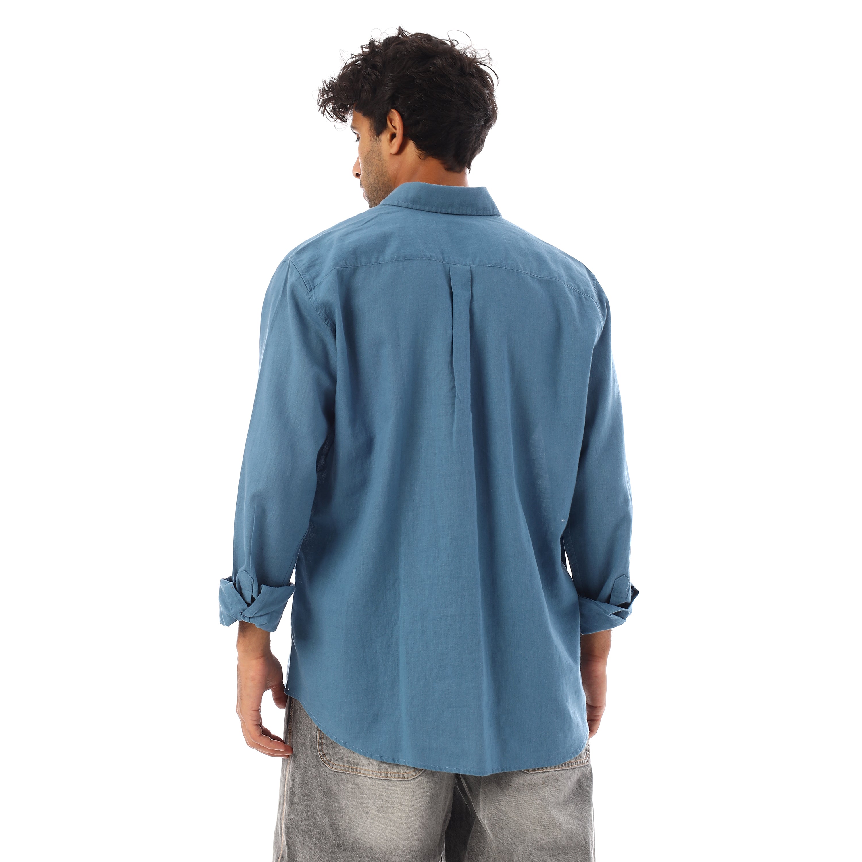 ACTIV PLAIN L/S LINEN SHIRT - PETROL