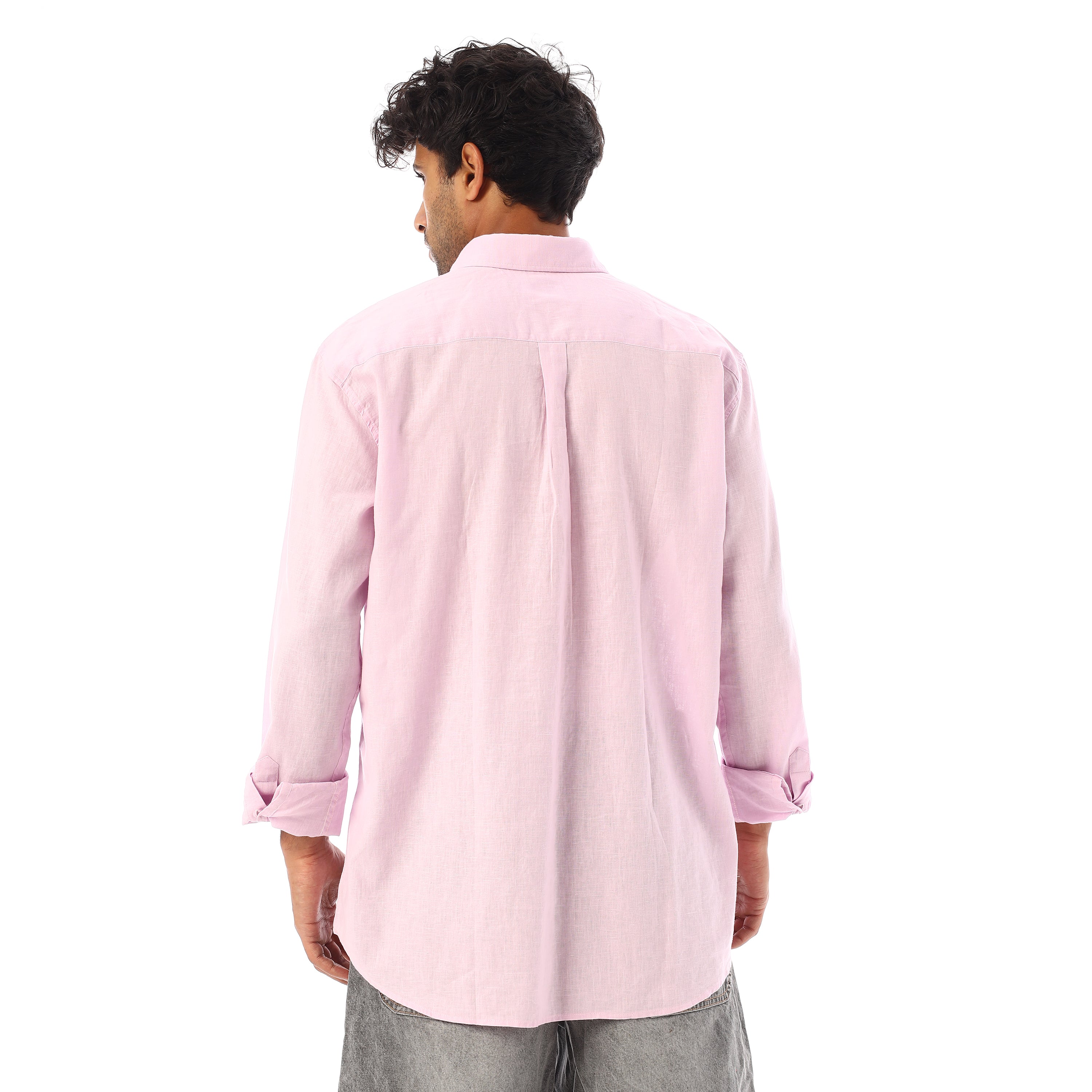 ACTIV PLAIN L/S LINEN SHIRT - PINK