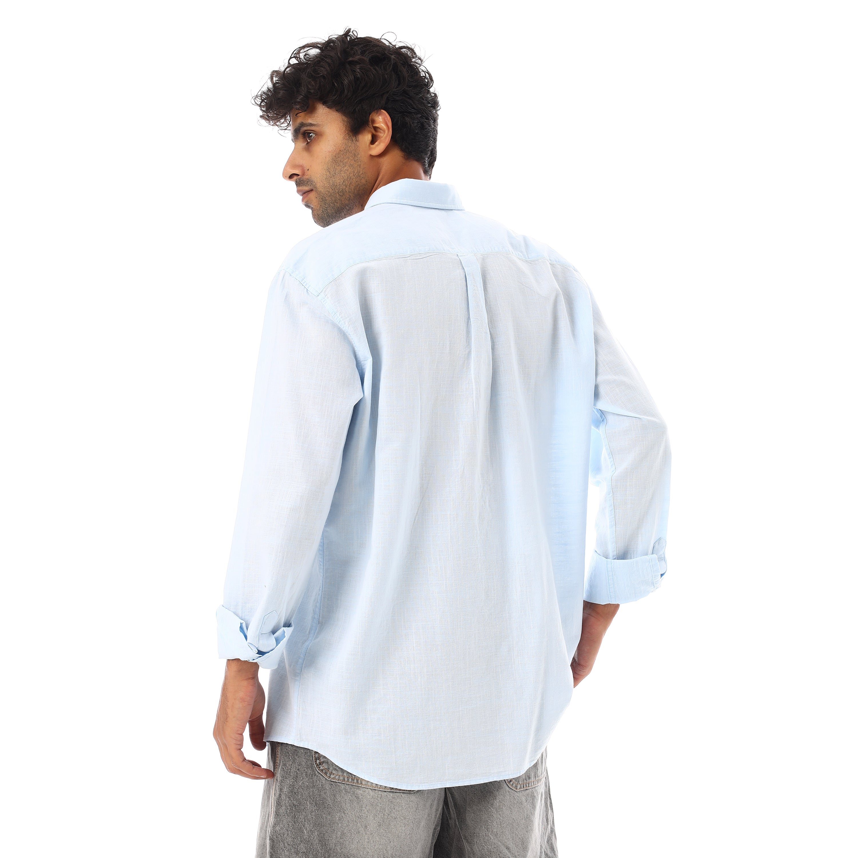 ACTIV PLAIN L/S LINEN SHIRT - SKY BLUE