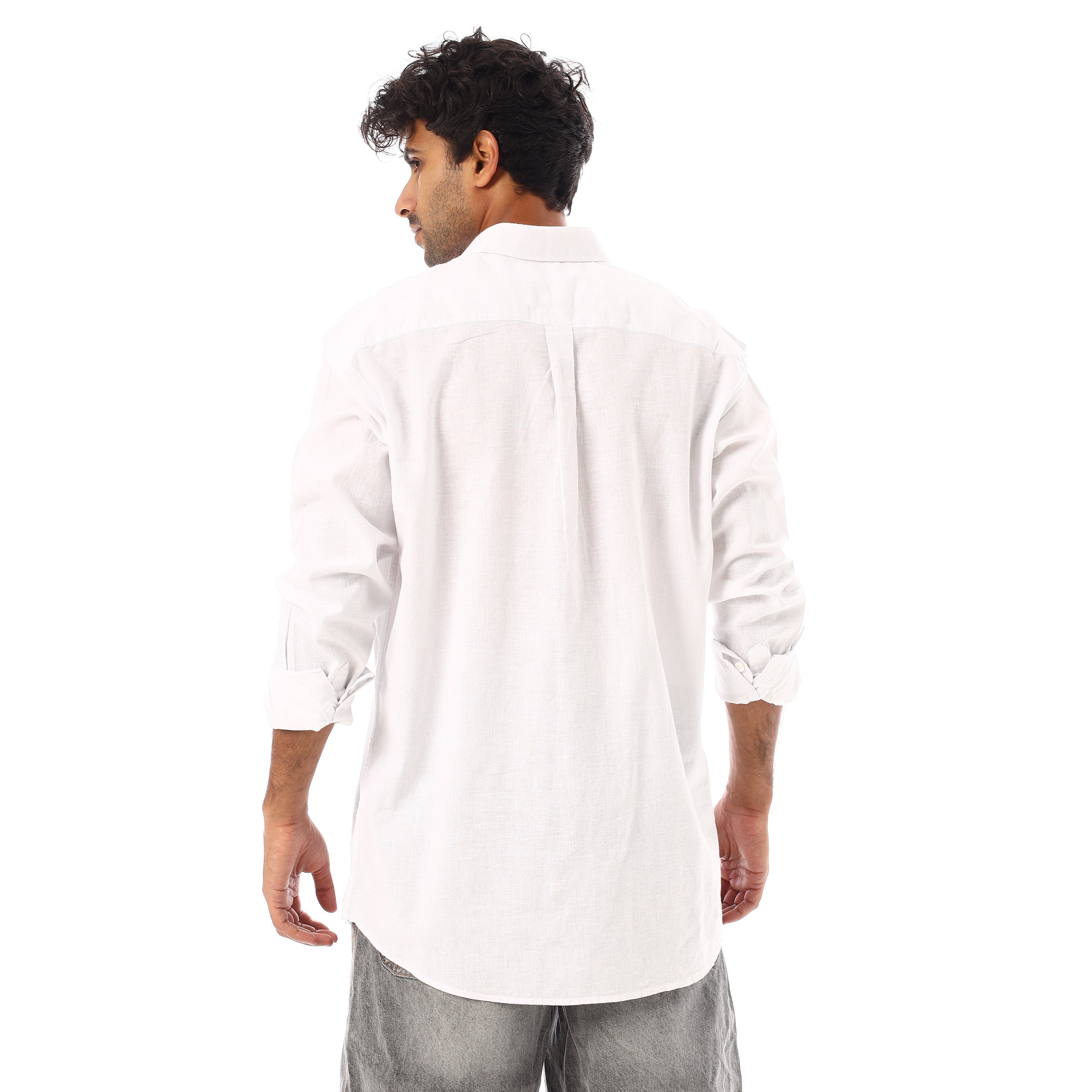 ACTIV PLAIN L/S LINEN SHIRT - WHITE