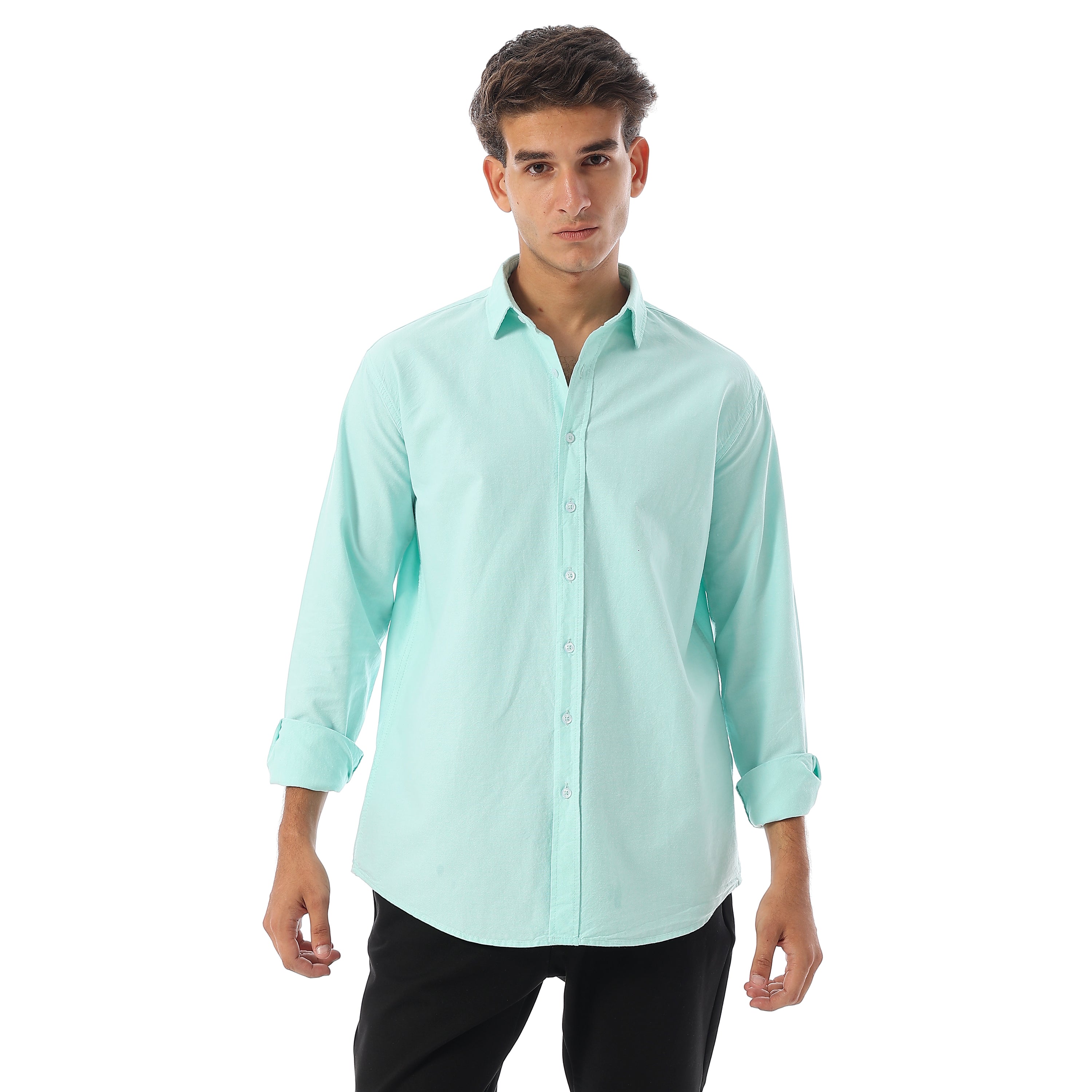 ACTIV PLAIN L/S OXFORD SHIRT - تركواز