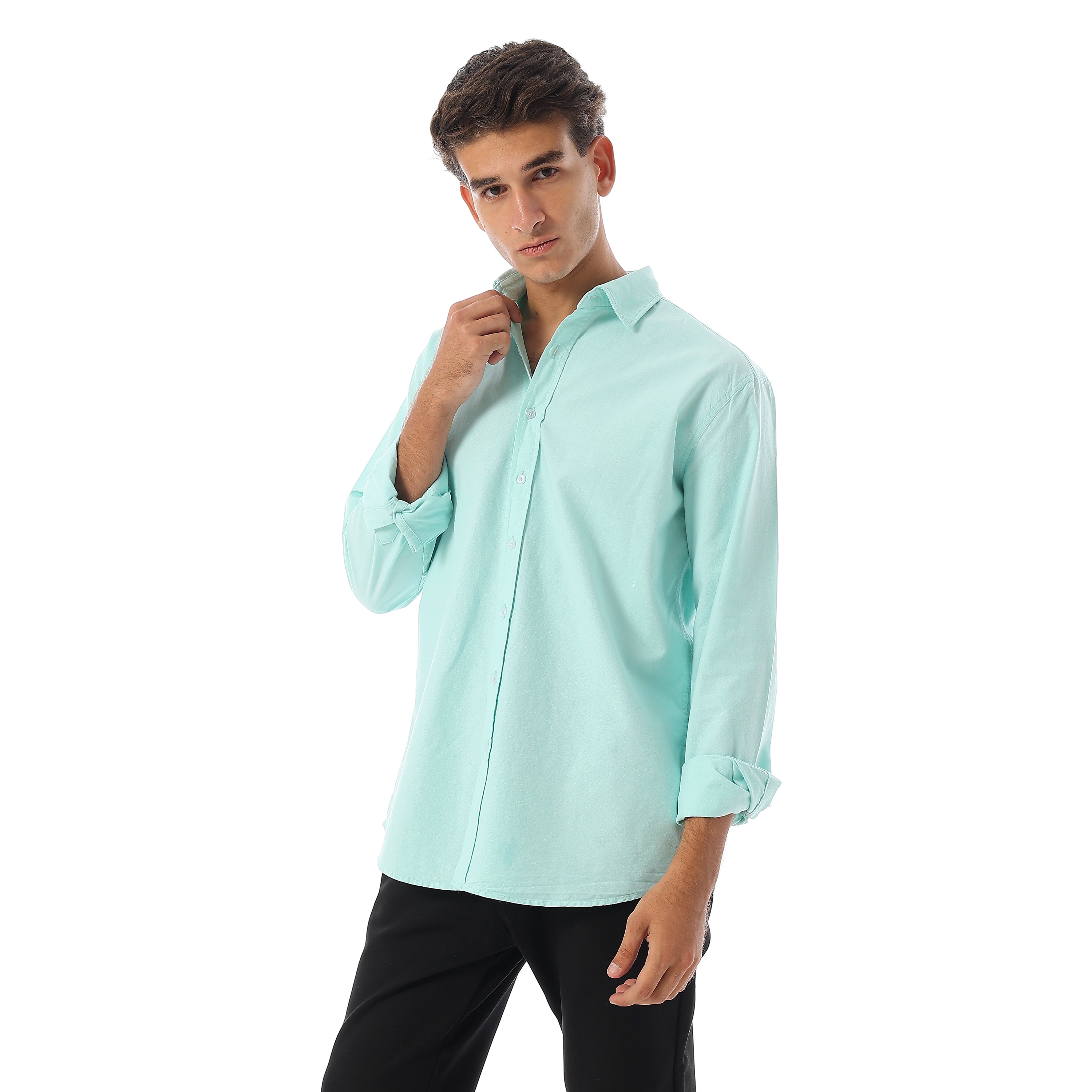 ACTIV PLAIN L/S OXFORD SHIRT - تركواز