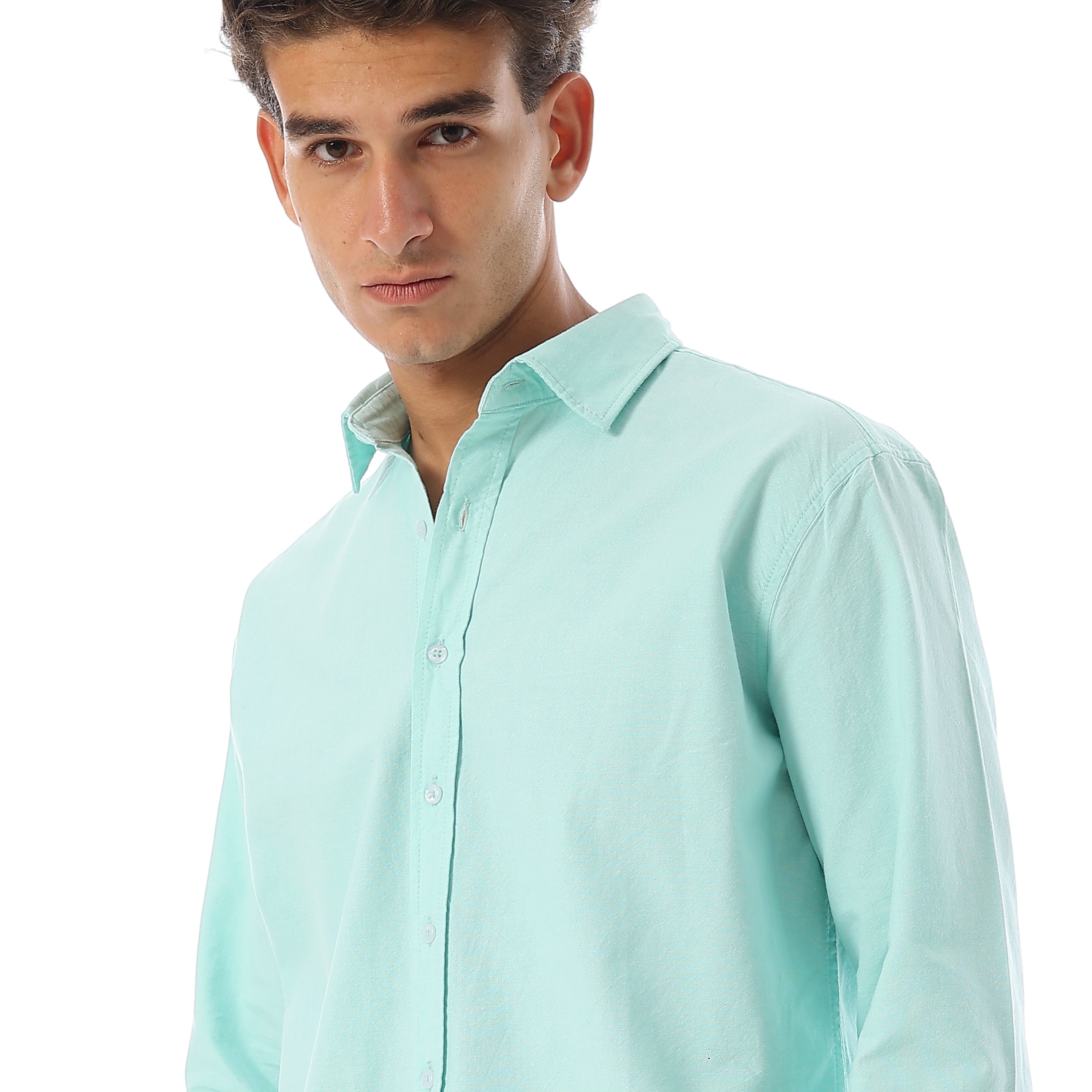ACTIV PLAIN L/S OXFORD SHIRT - تركواز