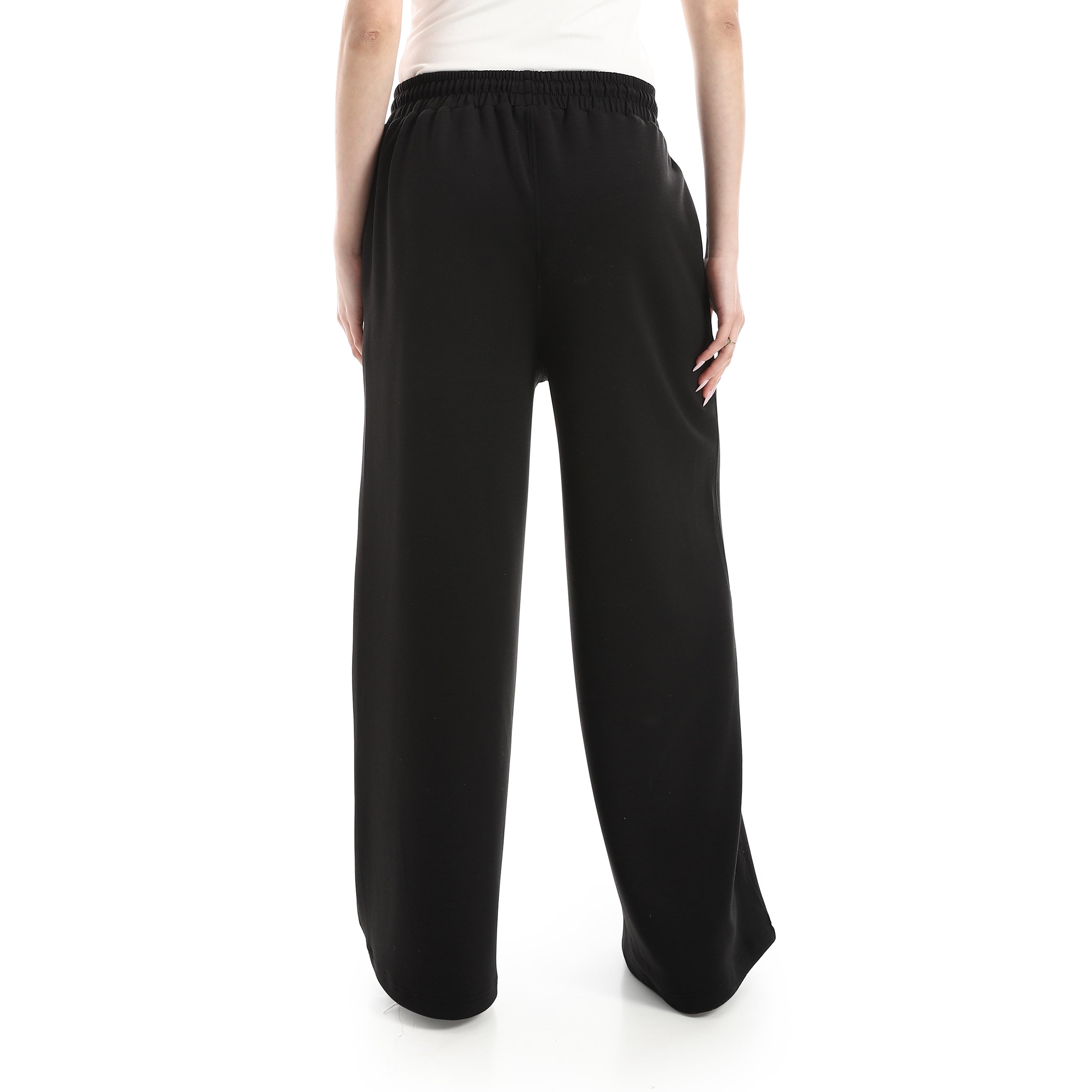 BOX CROPPED WIDE LEG PANTS - BLACK