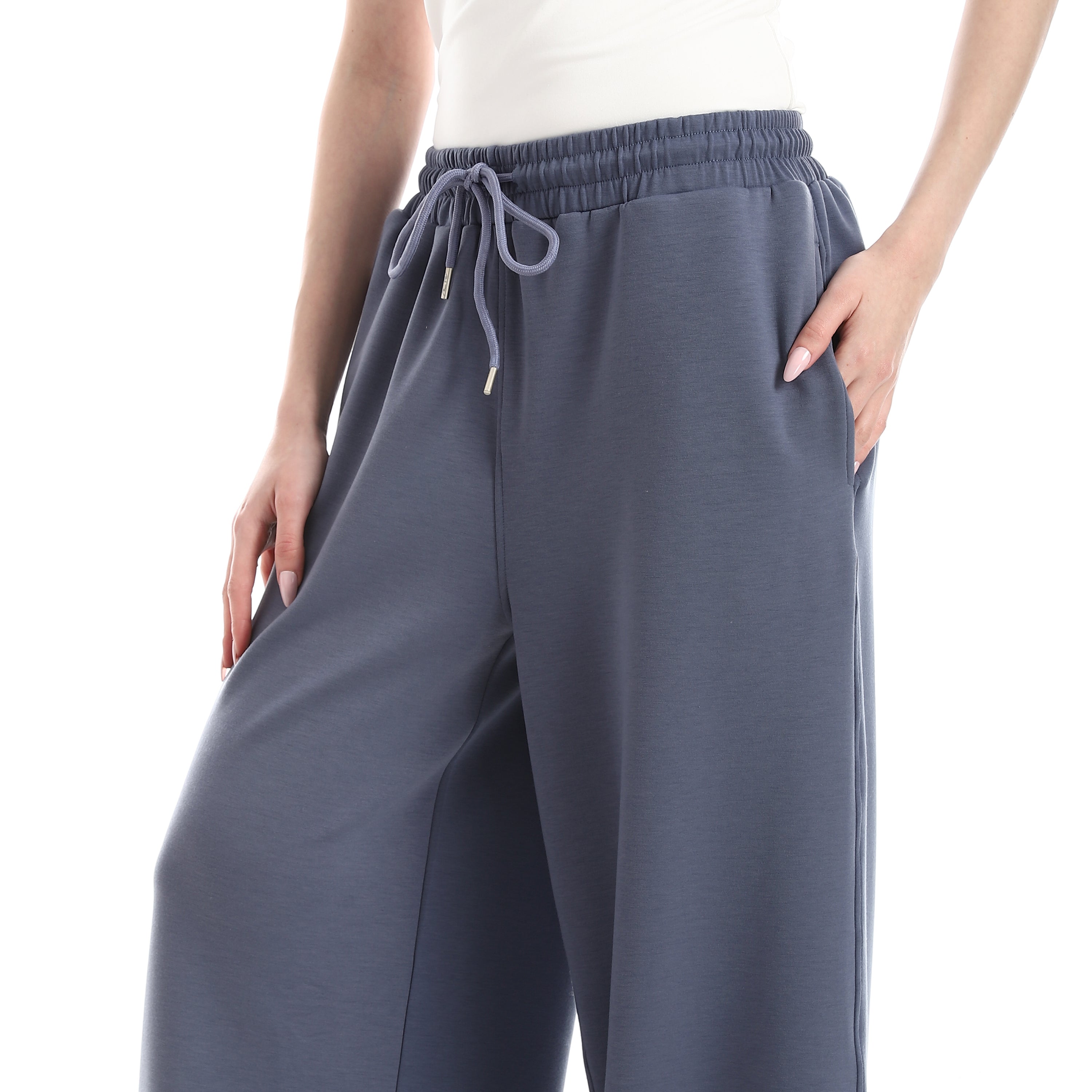 BOX CROPPED WIDE LEG PANTS - PETROL