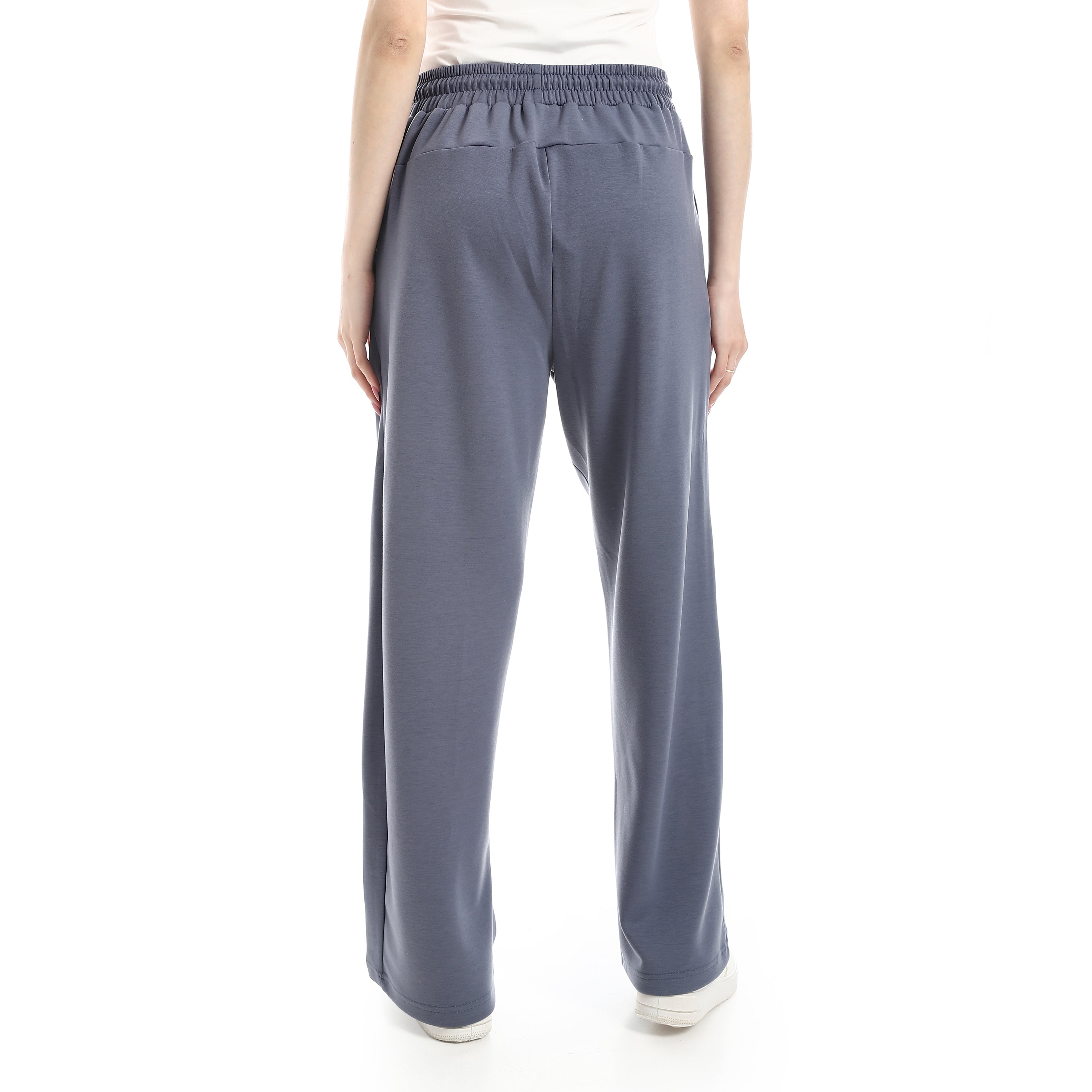 SIDE CUT WIDE LEG PANTS - BLUE