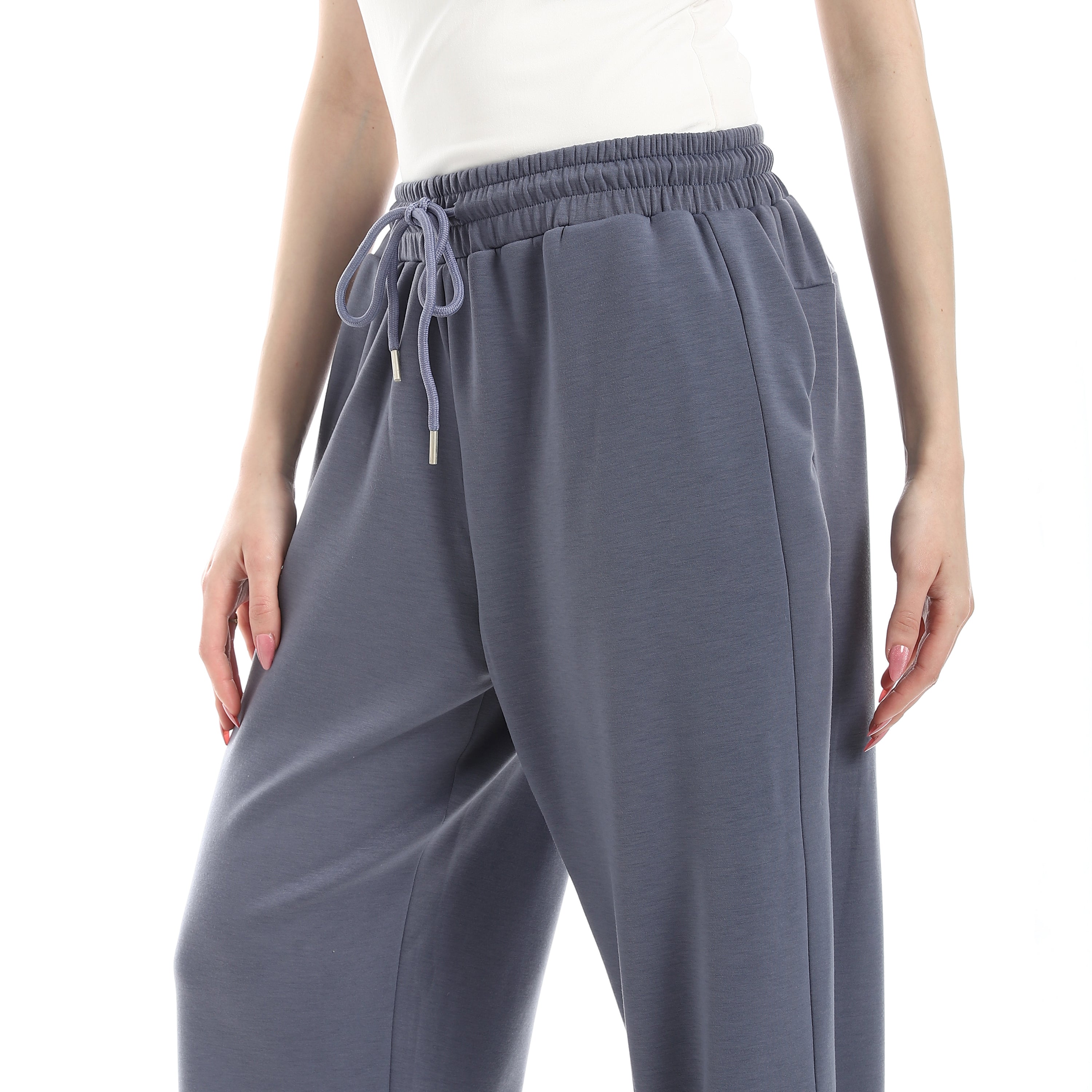 SIDE CUT WIDE LEG PANTS - BLUE