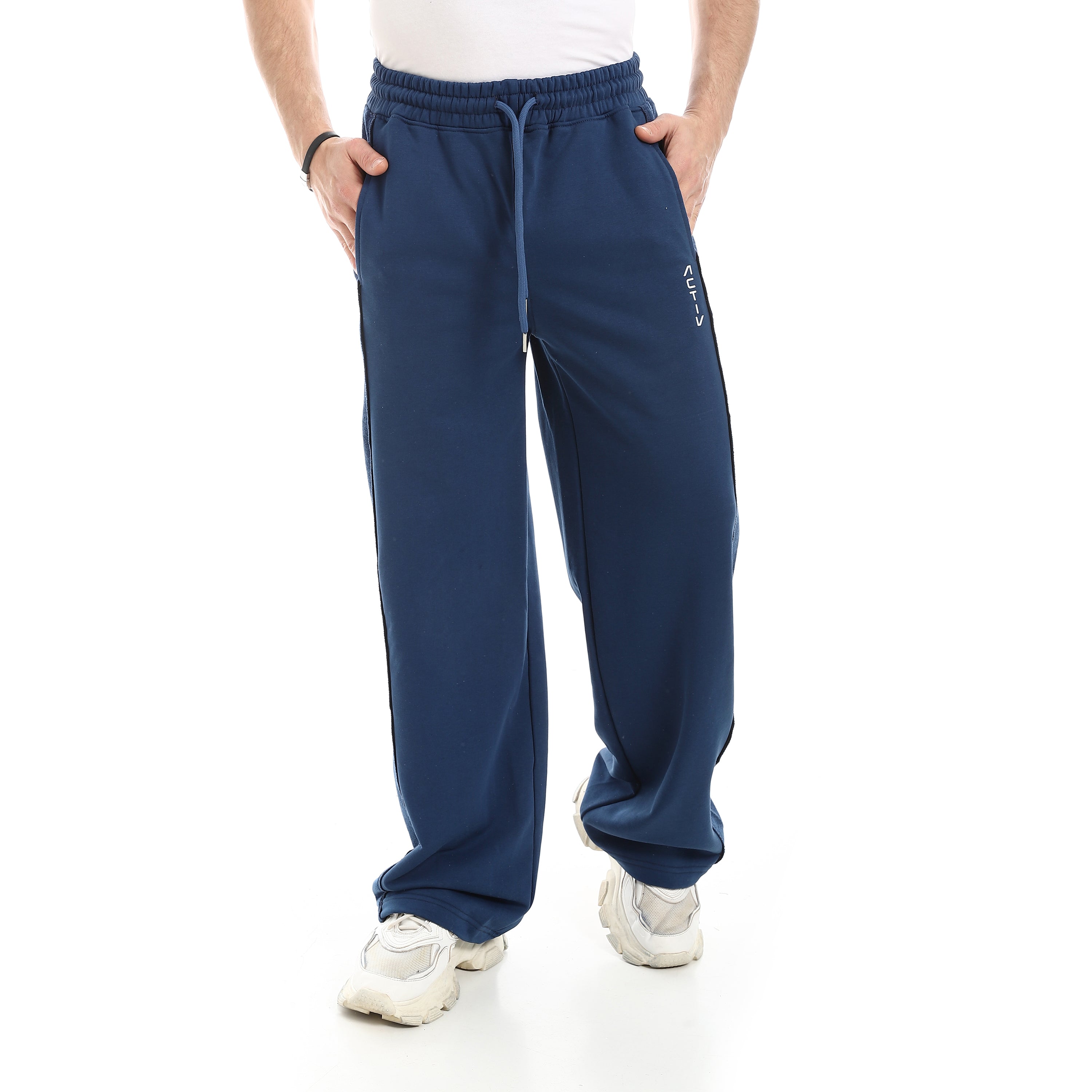 VERTICAL LOGO BASIC SWEATPANTS - D.BLUE