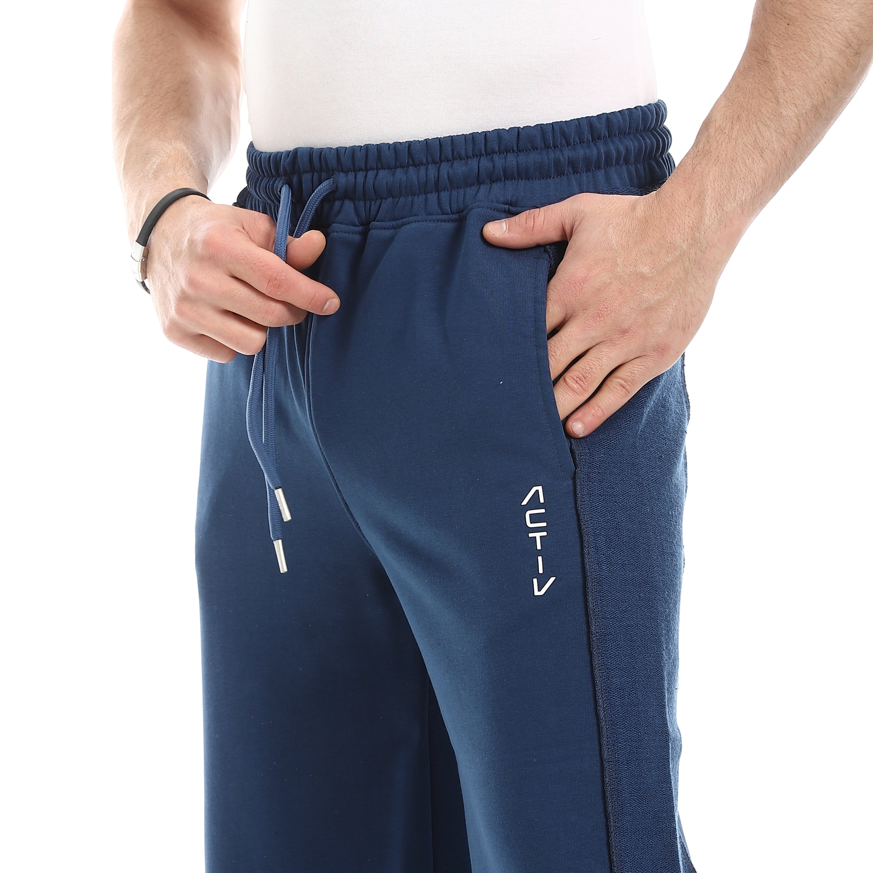 VERTICAL LOGO BASIC SWEATPANTS - D.BLUE