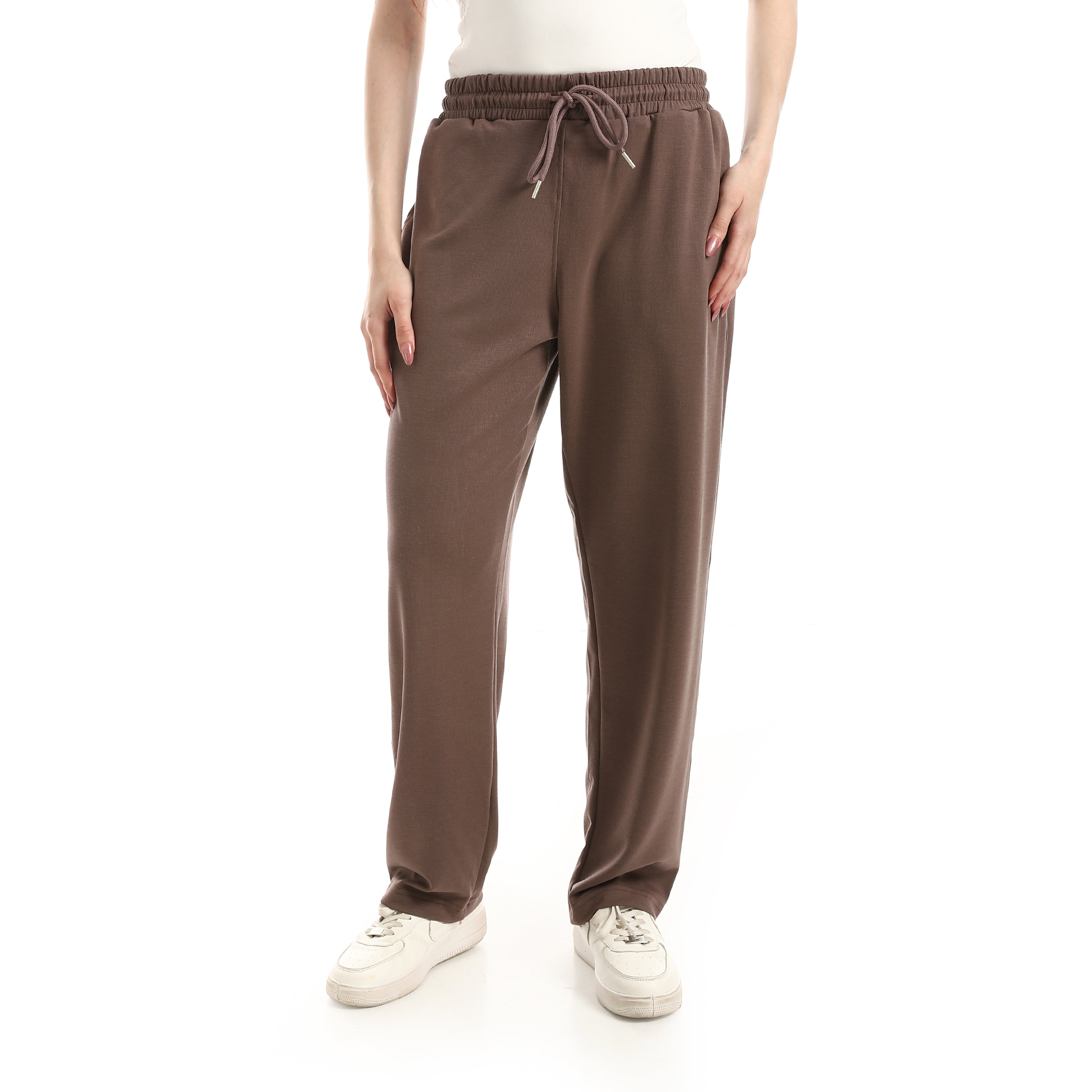 MATCHING DRAWSTRING SWEATPANTS - BROWN