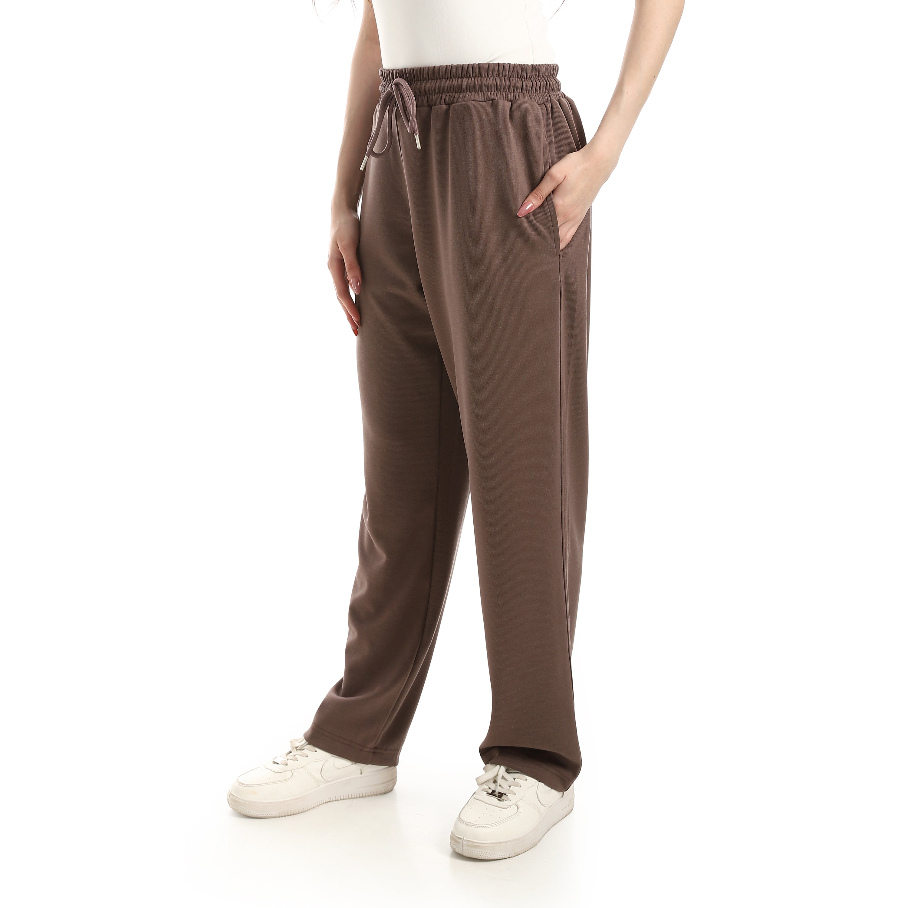MATCHING DRAWSTRING SWEATPANTS - BROWN