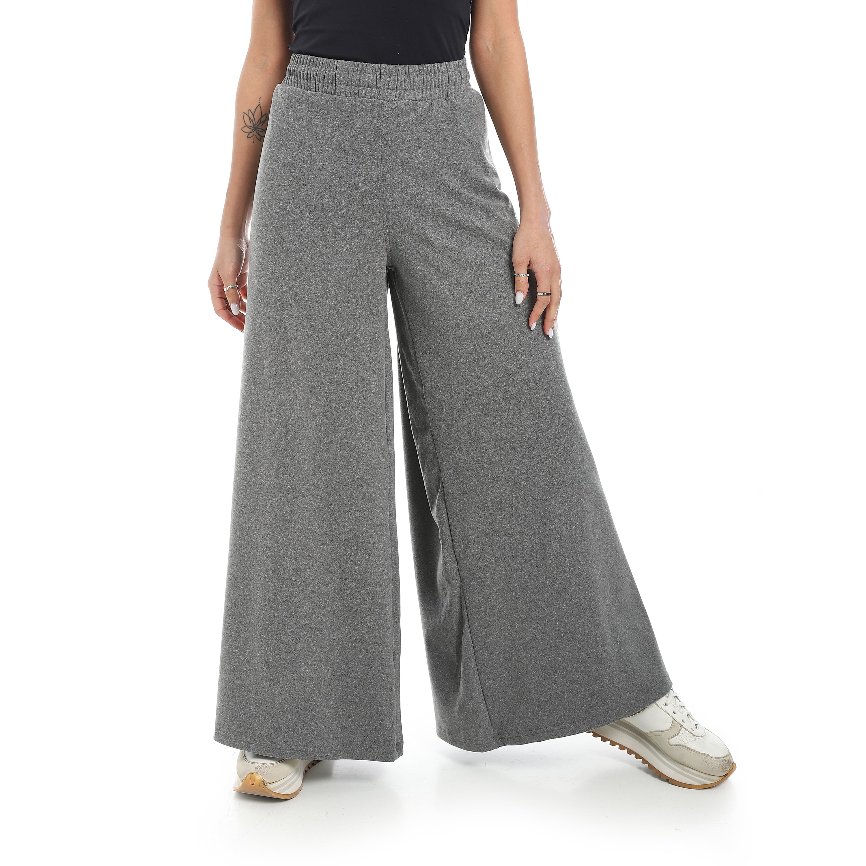 WIDE LEG CROPPED PANTS - GREY