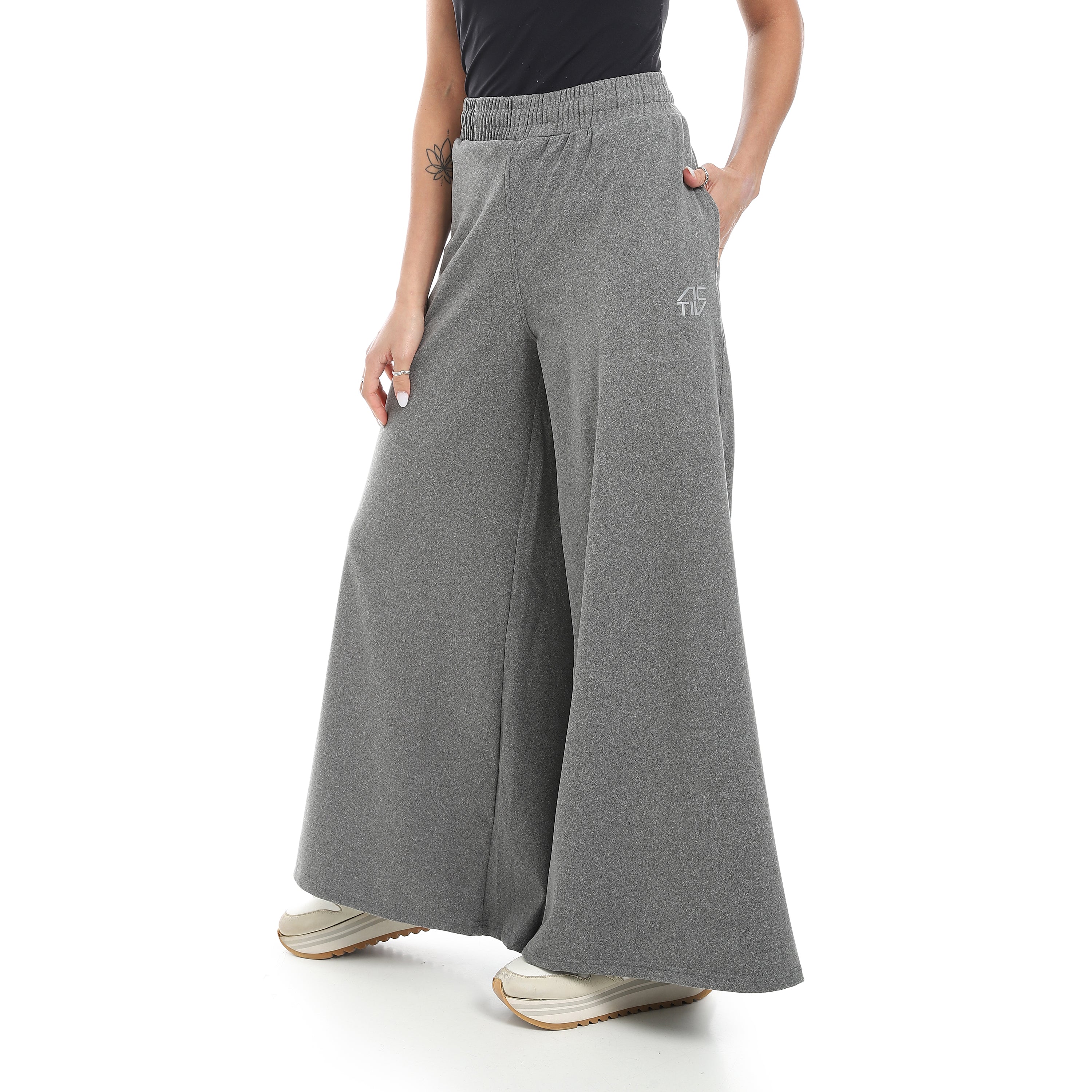 WIDE LEG CROPPED PANTS - GREY