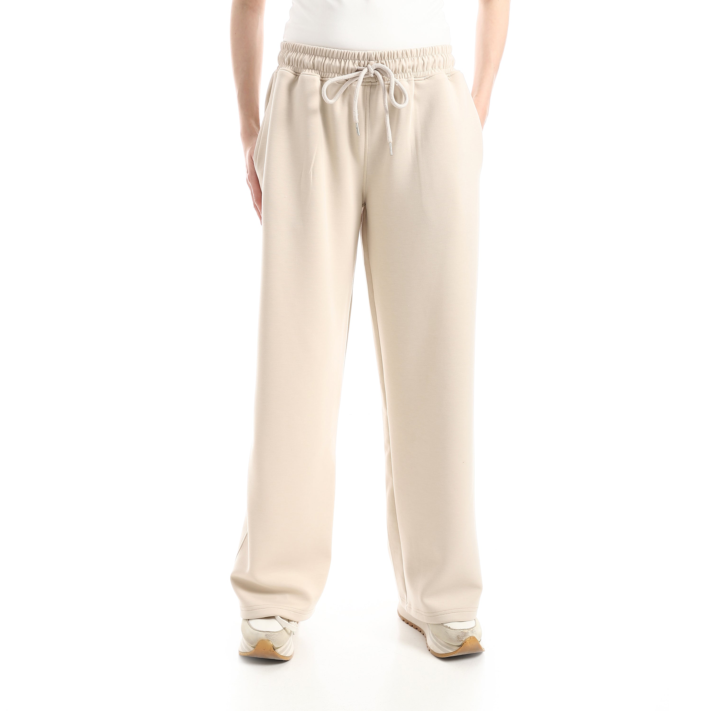SOFT TOUCH WIDE LEG SWEATPANTS - CREAM