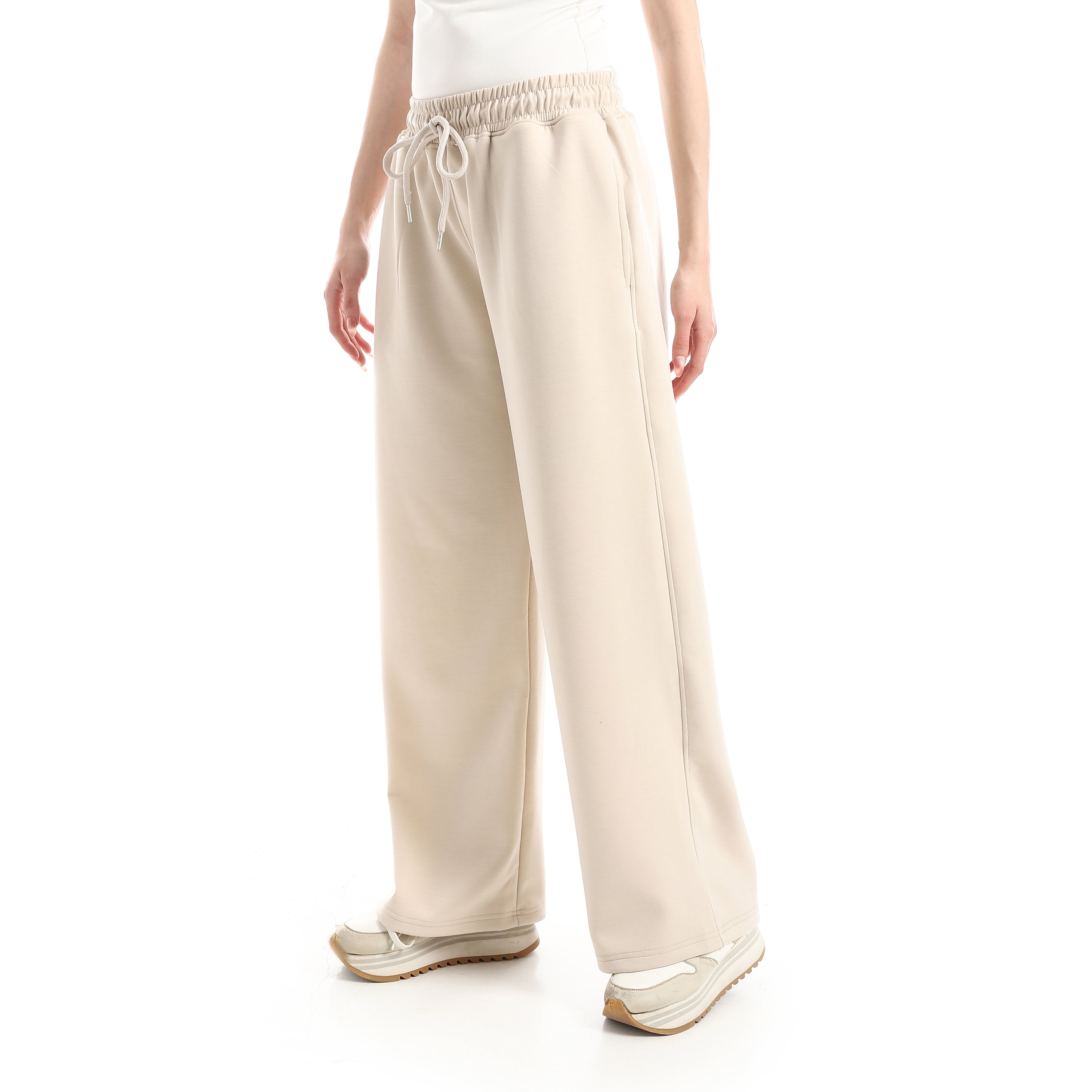 SOFT TOUCH WIDE LEG SWEATPANTS - CREAM