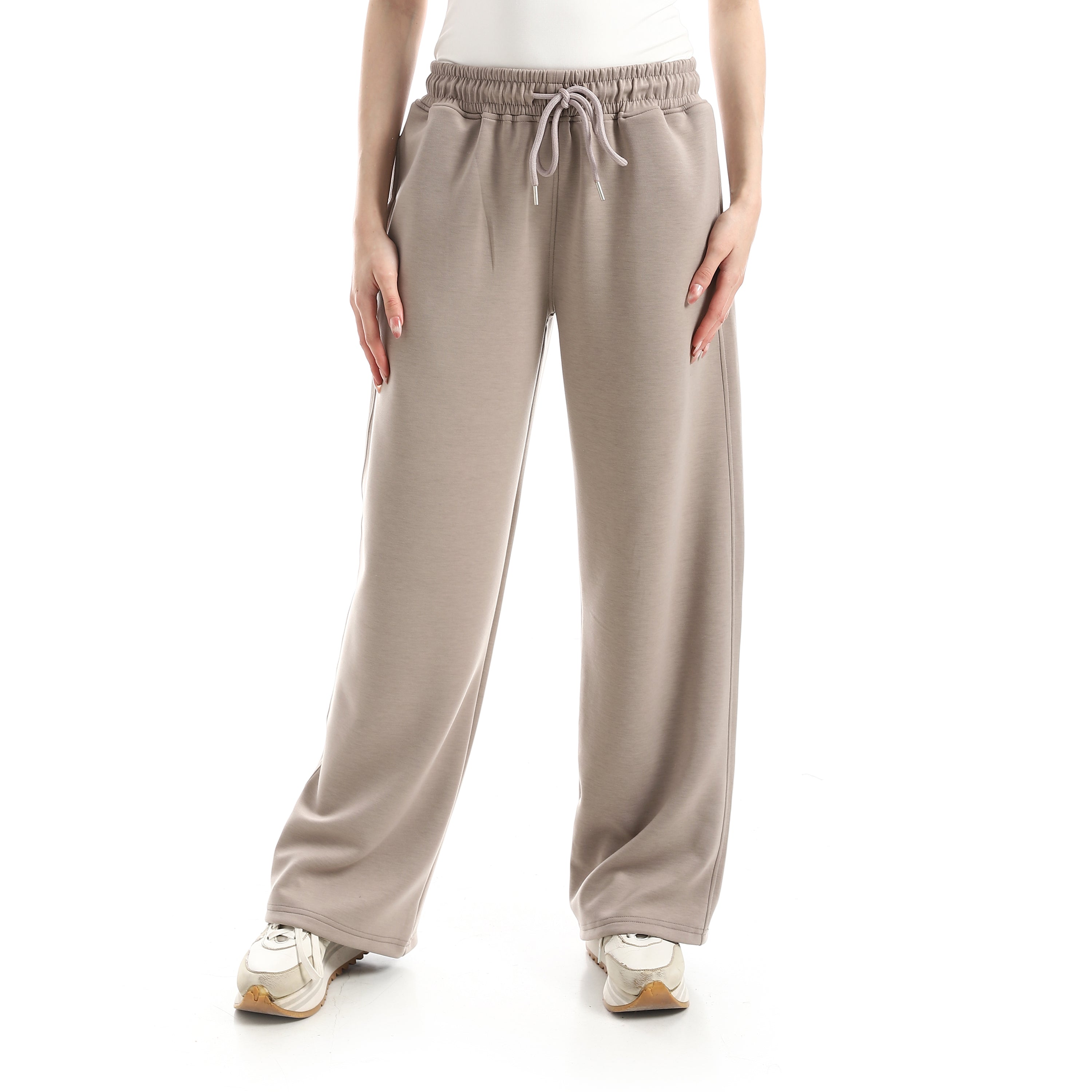 SOFT TOUCH WIDE LEG SWEATPANTS - BEIGE