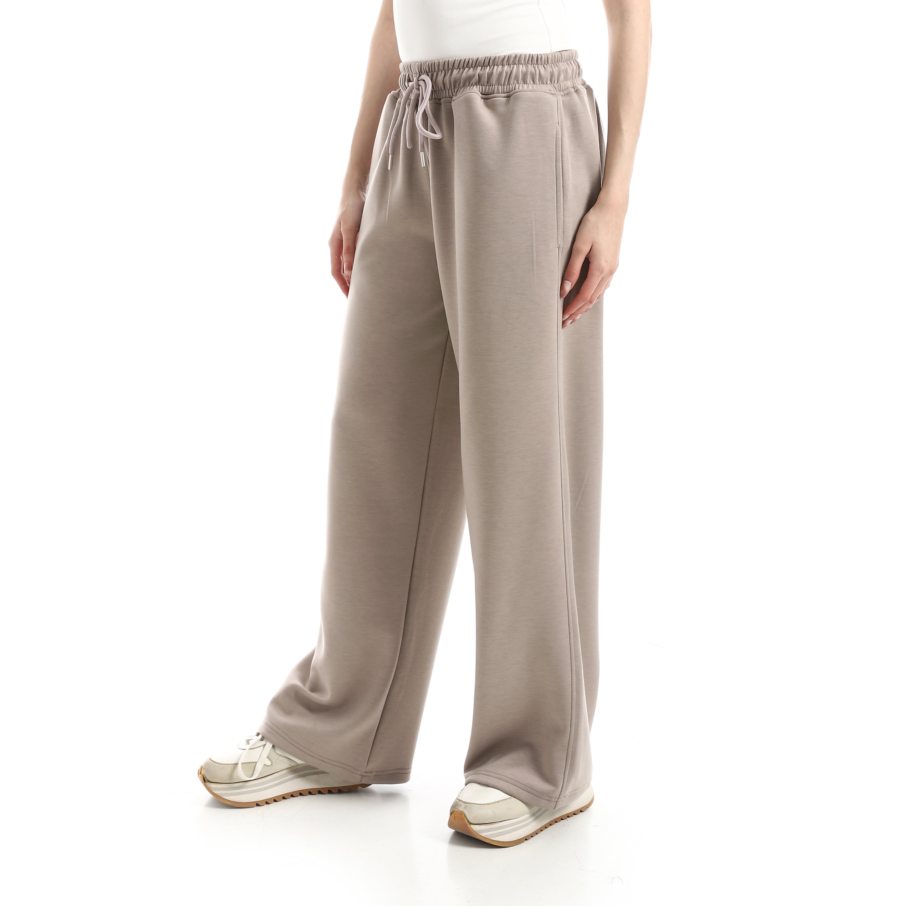 SOFT TOUCH WIDE LEG SWEATPANTS - BEIGE