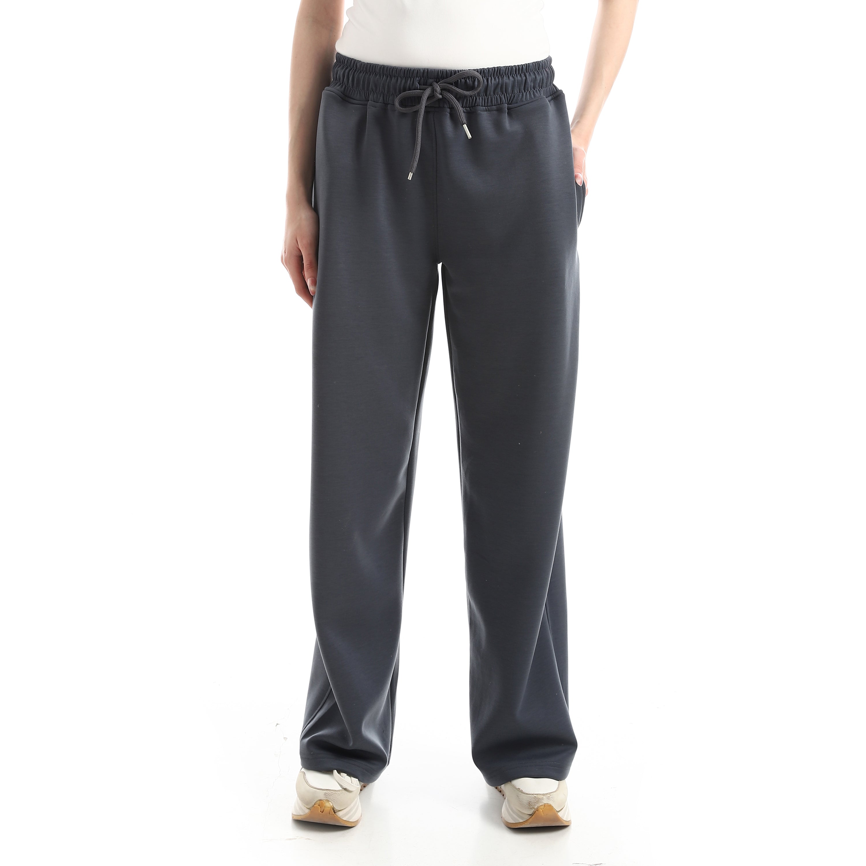 SOFT TOUCH WIDE LEG SWEATPANTS - D.GREY