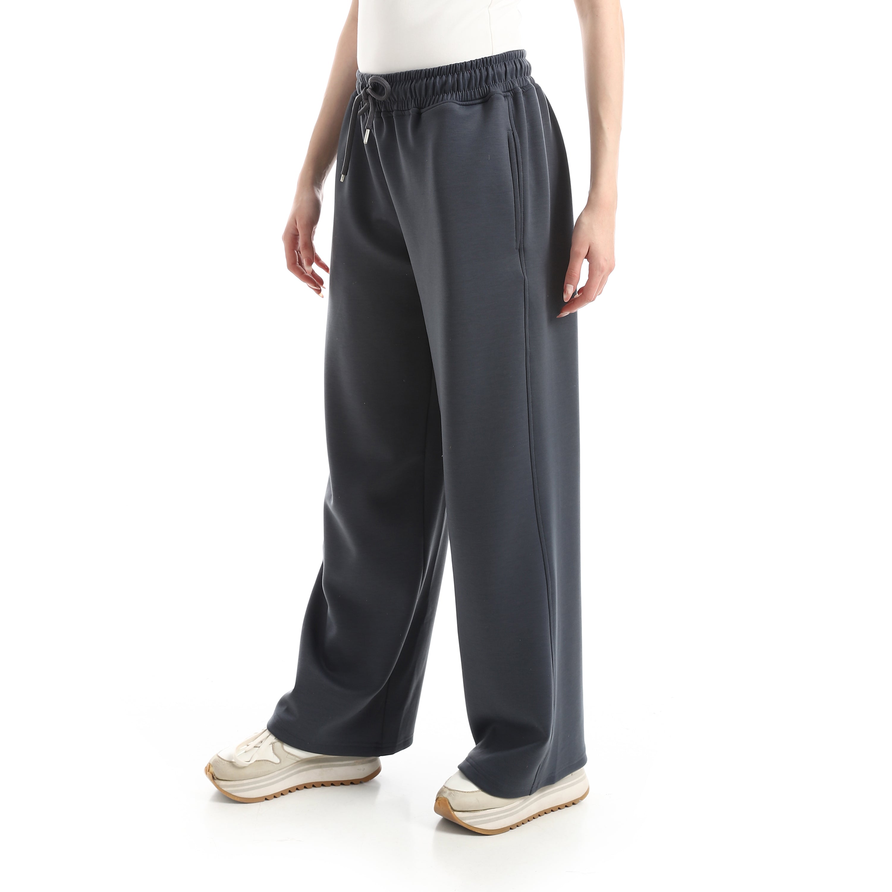 SOFT TOUCH WIDE LEG SWEATPANTS - D.GREY