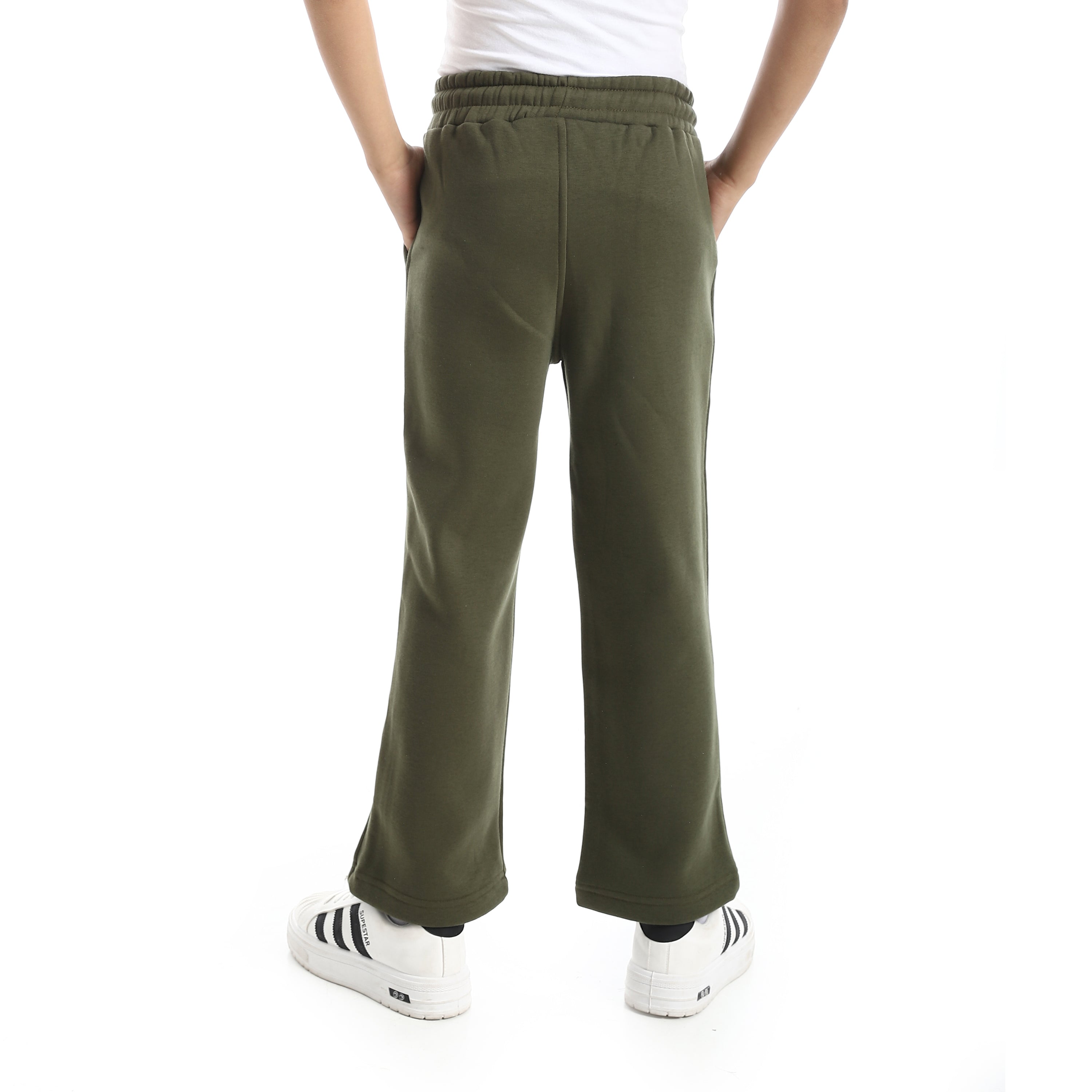 SIDE PIPING WIDE LEG PANTS - OLIVE